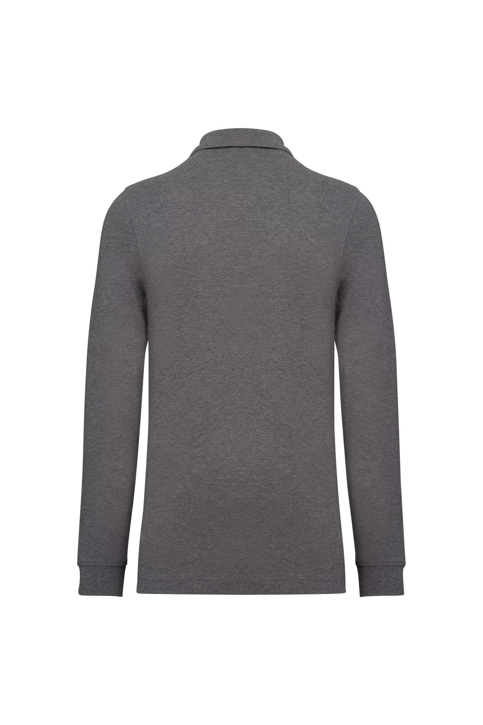 Polo piqué manches longues Bio 180g gris bruyère