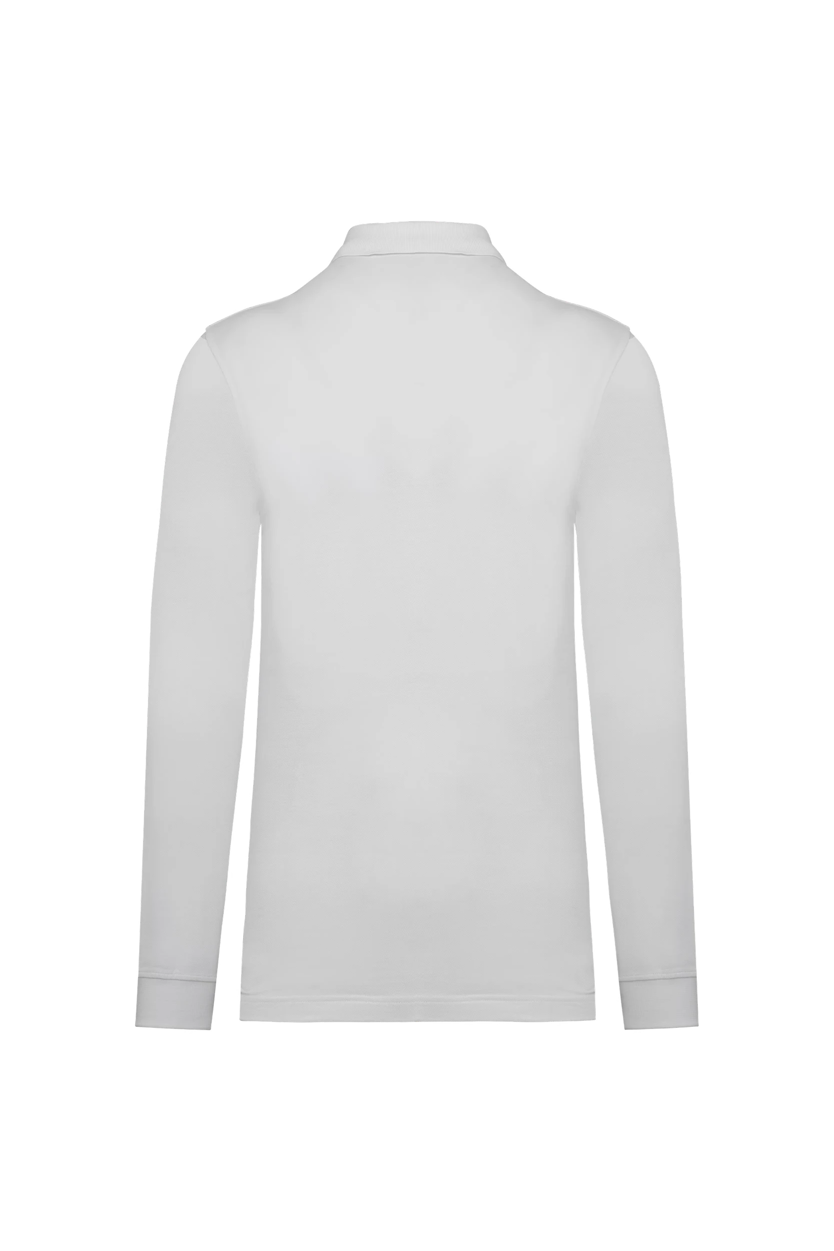 Polo piqué manches longues Bio 180g blanc