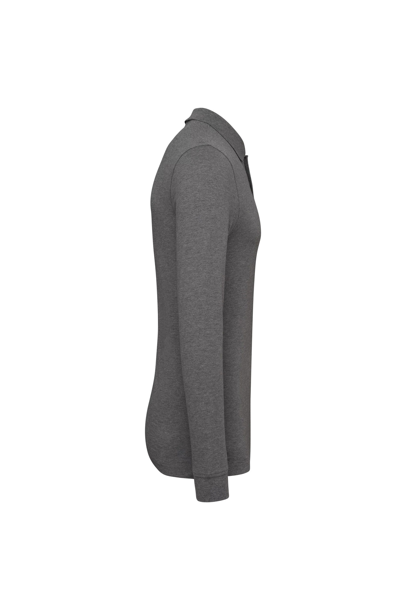 Polo piqué manches longues Bio 180g gris bruyère