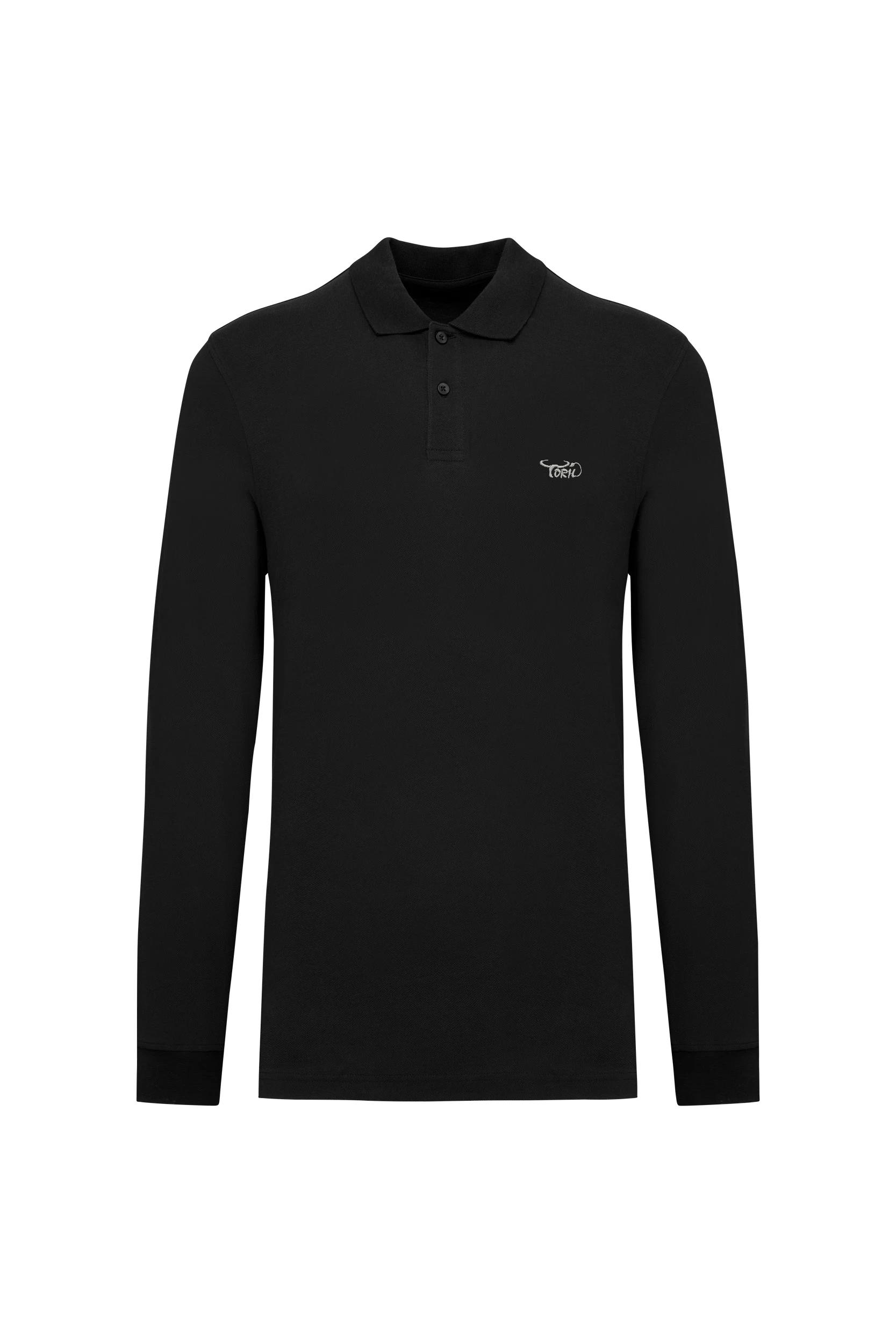 Polo piqué manches longues Bio 180g noir