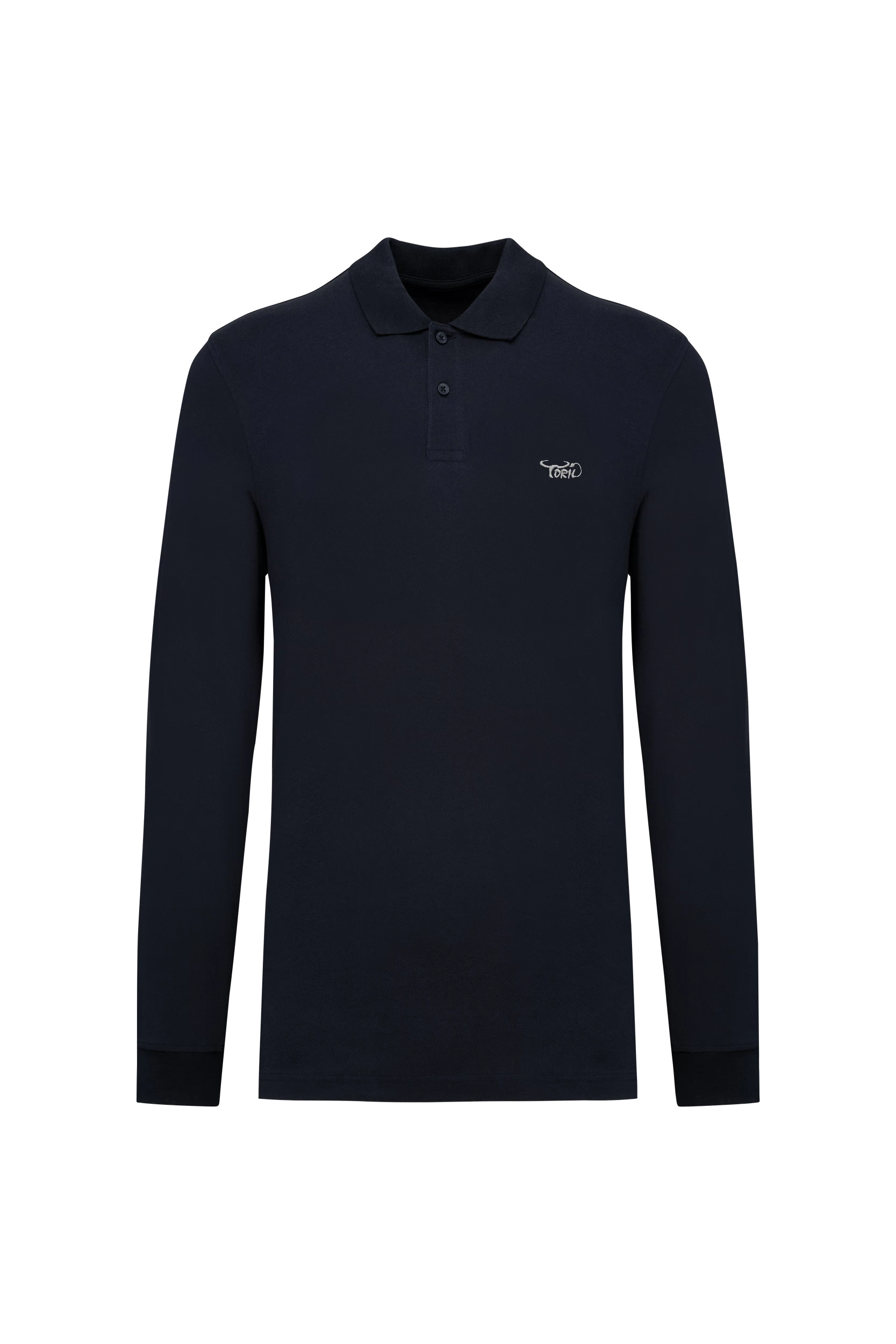 Polo piqué manches longues Bio 180g marine
