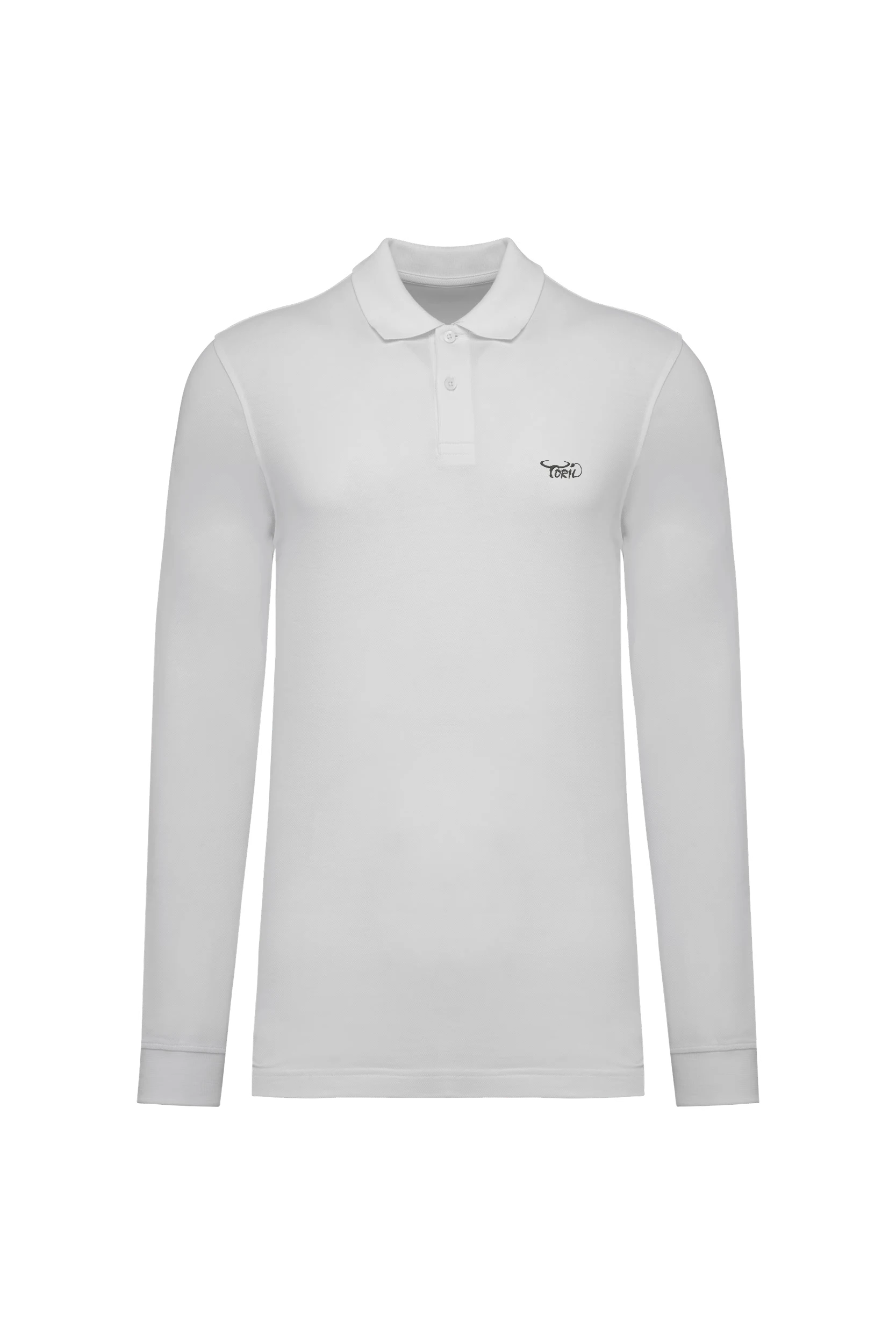 Polo piqué manches longues Bio 180g blanc
