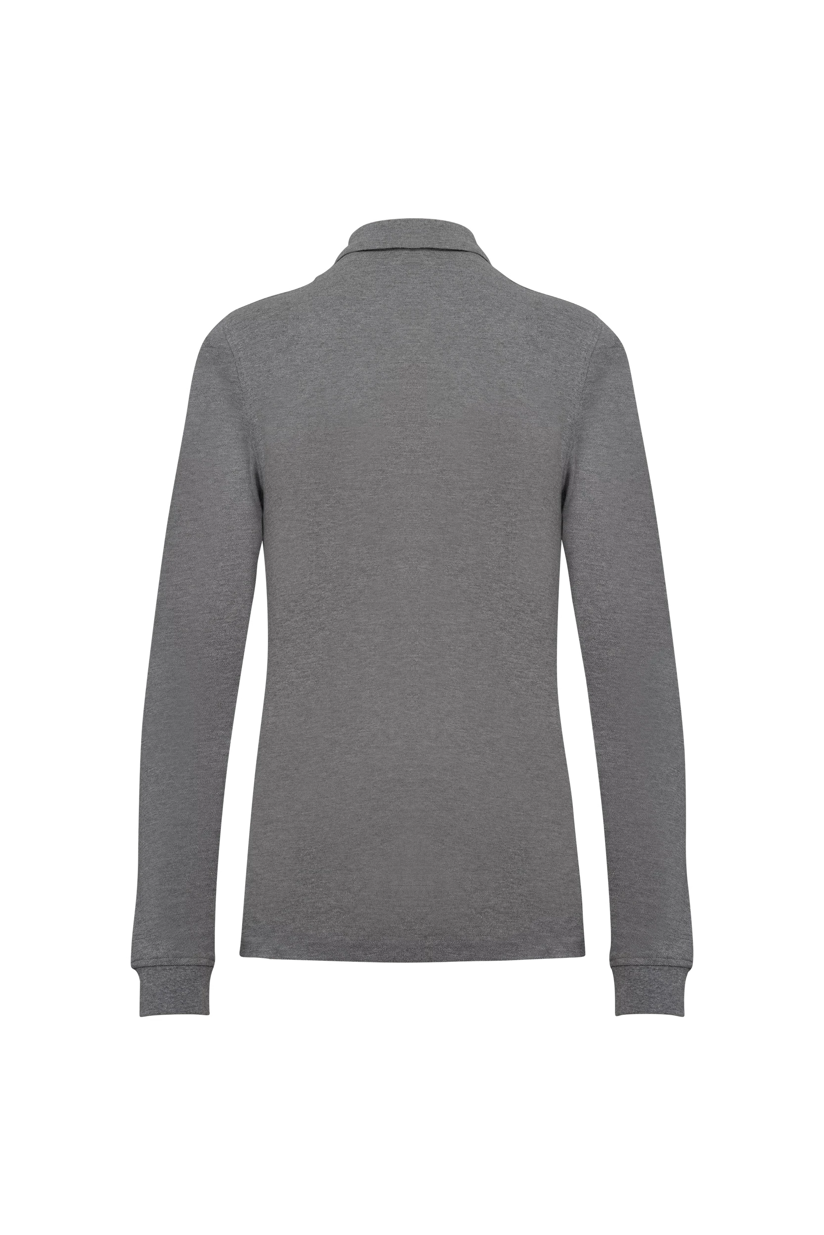 Polo piqué manches longues Bio 180g gris bruyère