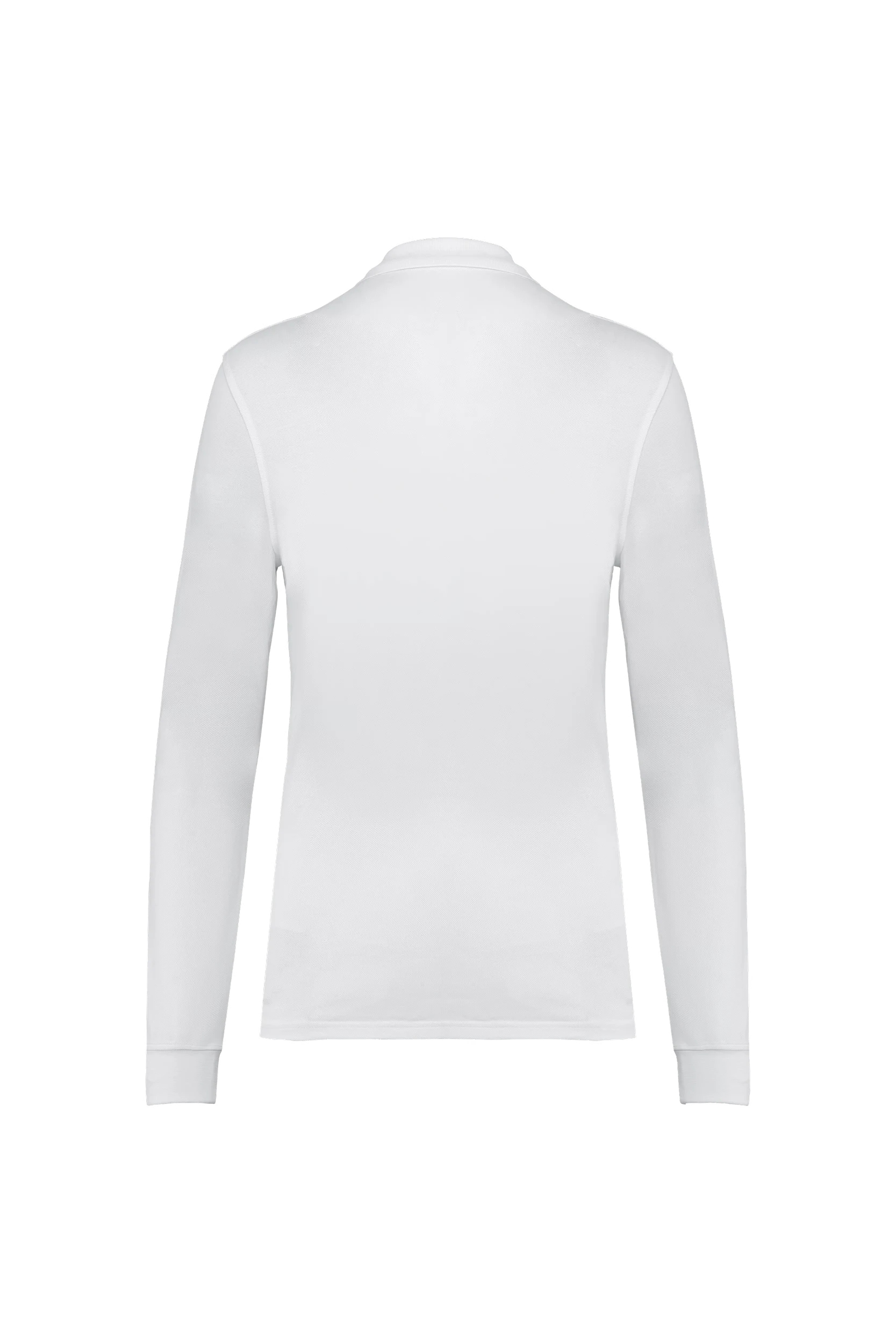 Polo piqué manches longues Bio 180g blanc