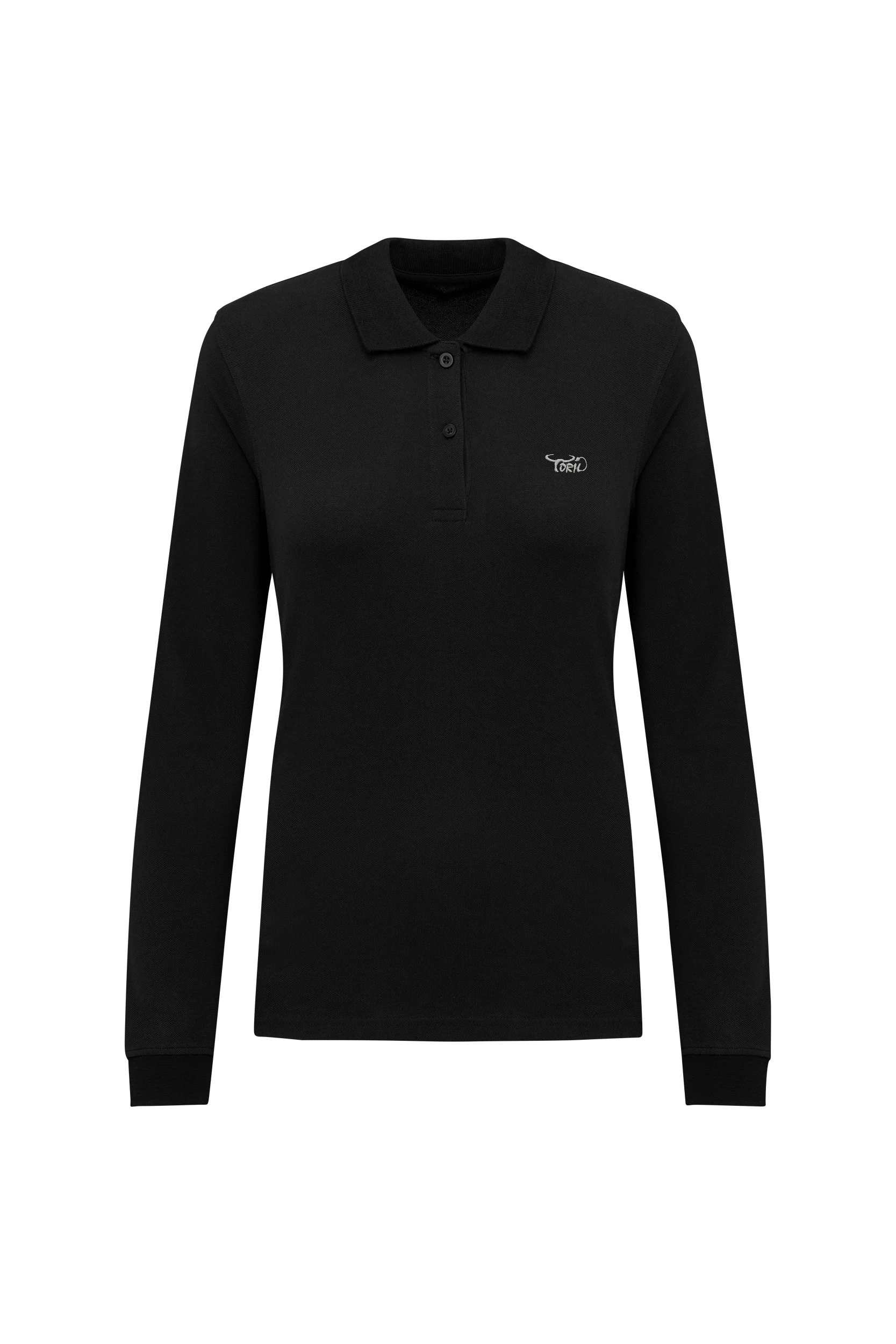 Polo piqué manches longues Bio 180g noir