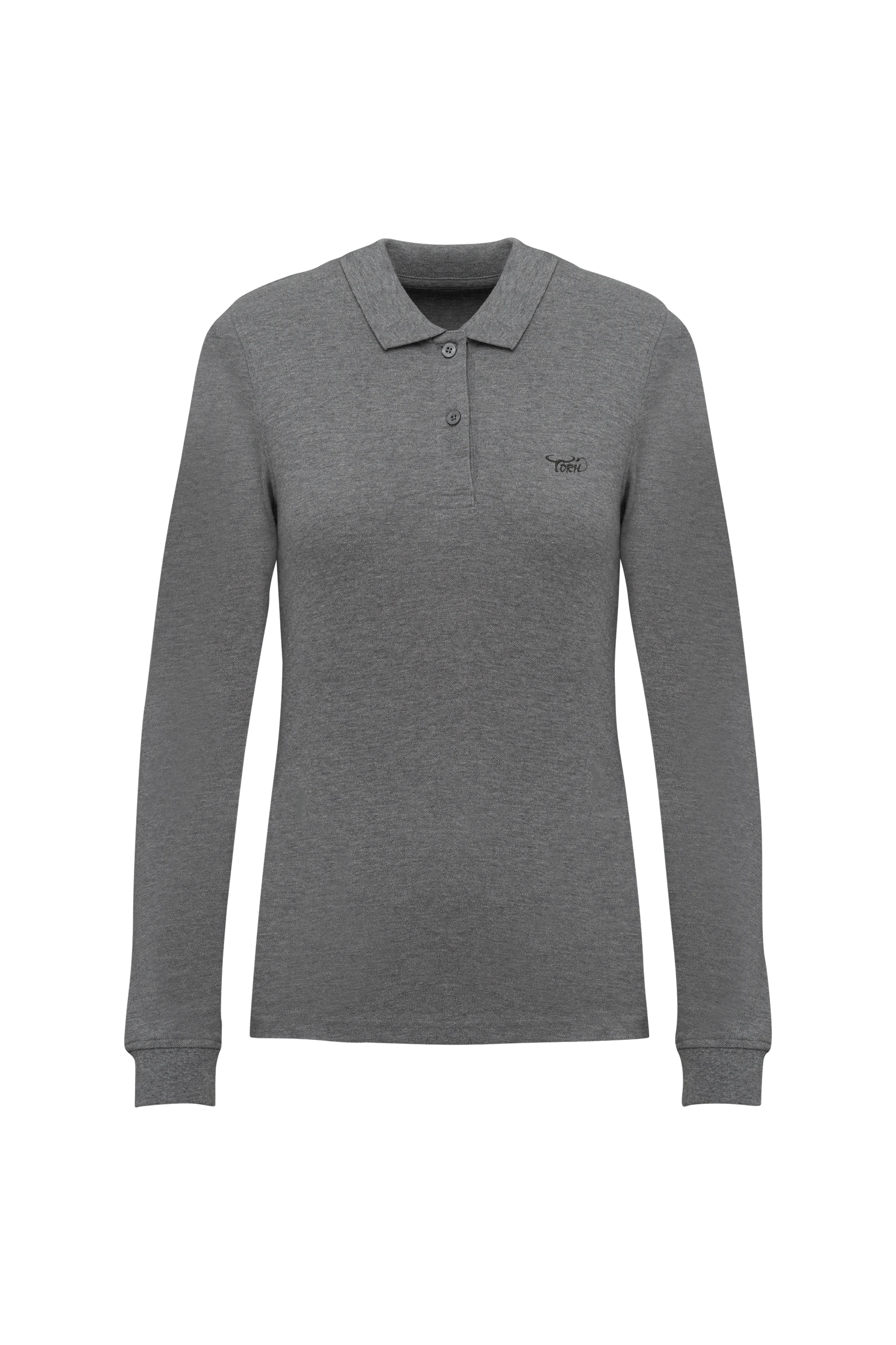 Polo piqué manches longues Bio 180g gris bruyère
