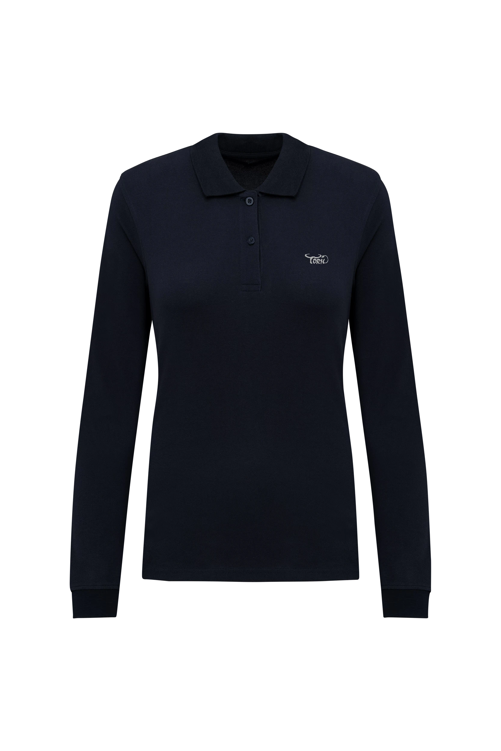 Polo piqué manches longues Bio 180g marine