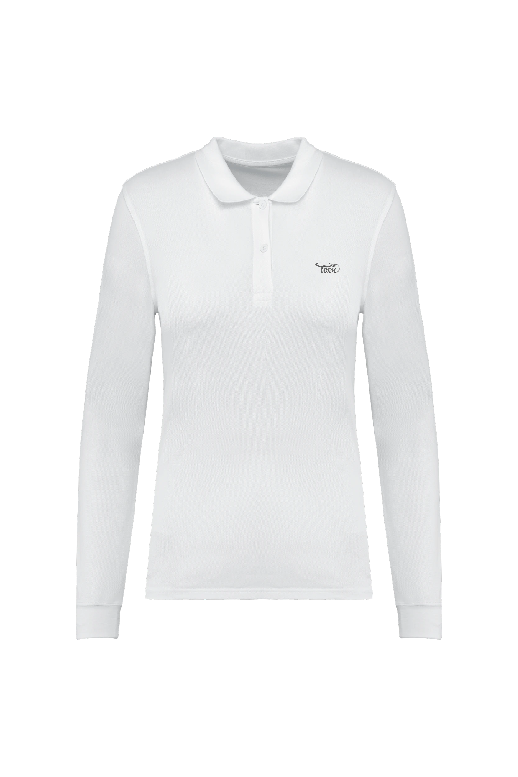 Polo piqué manches longues Bio 180g blanc