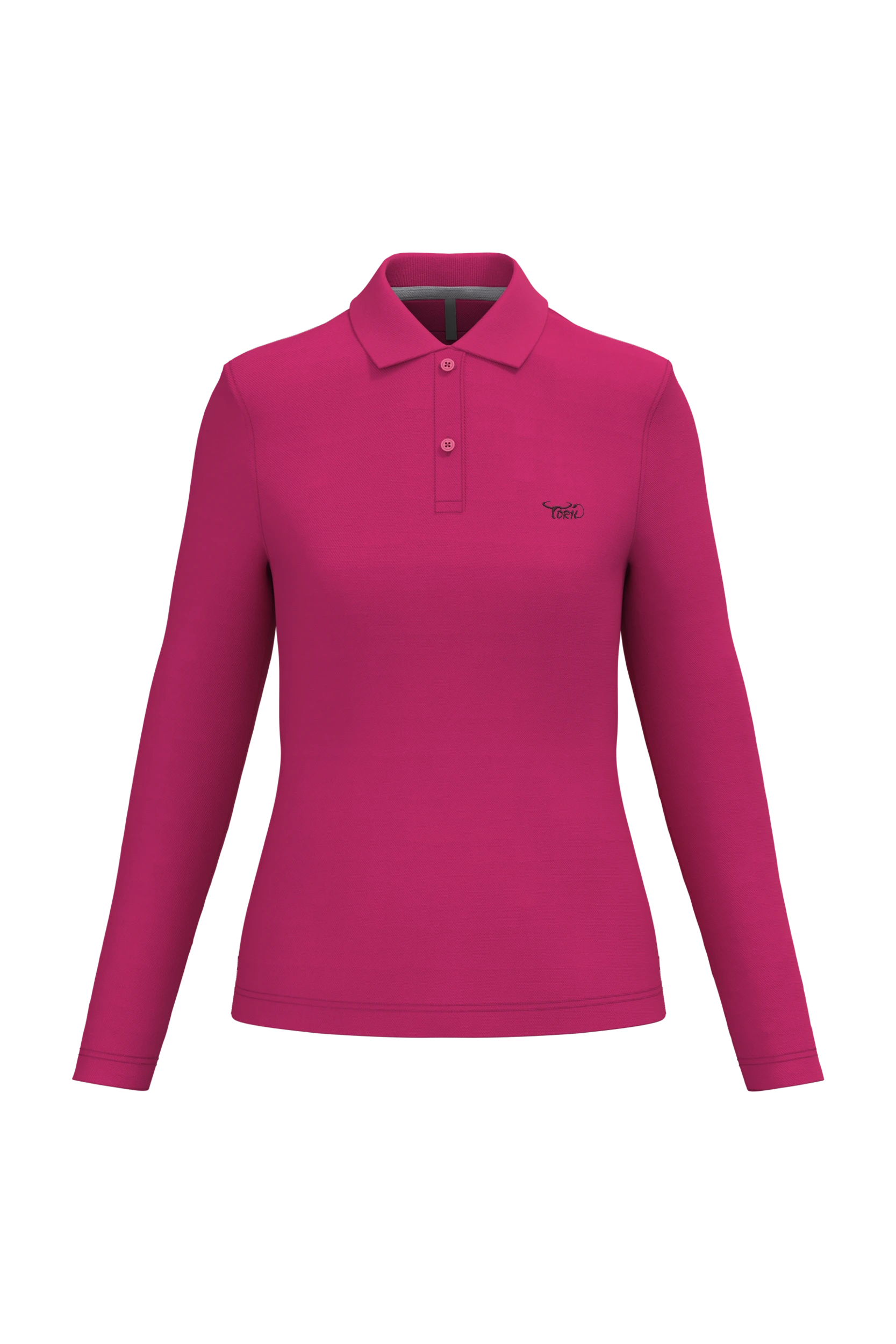 Polo manches longues fuchsia