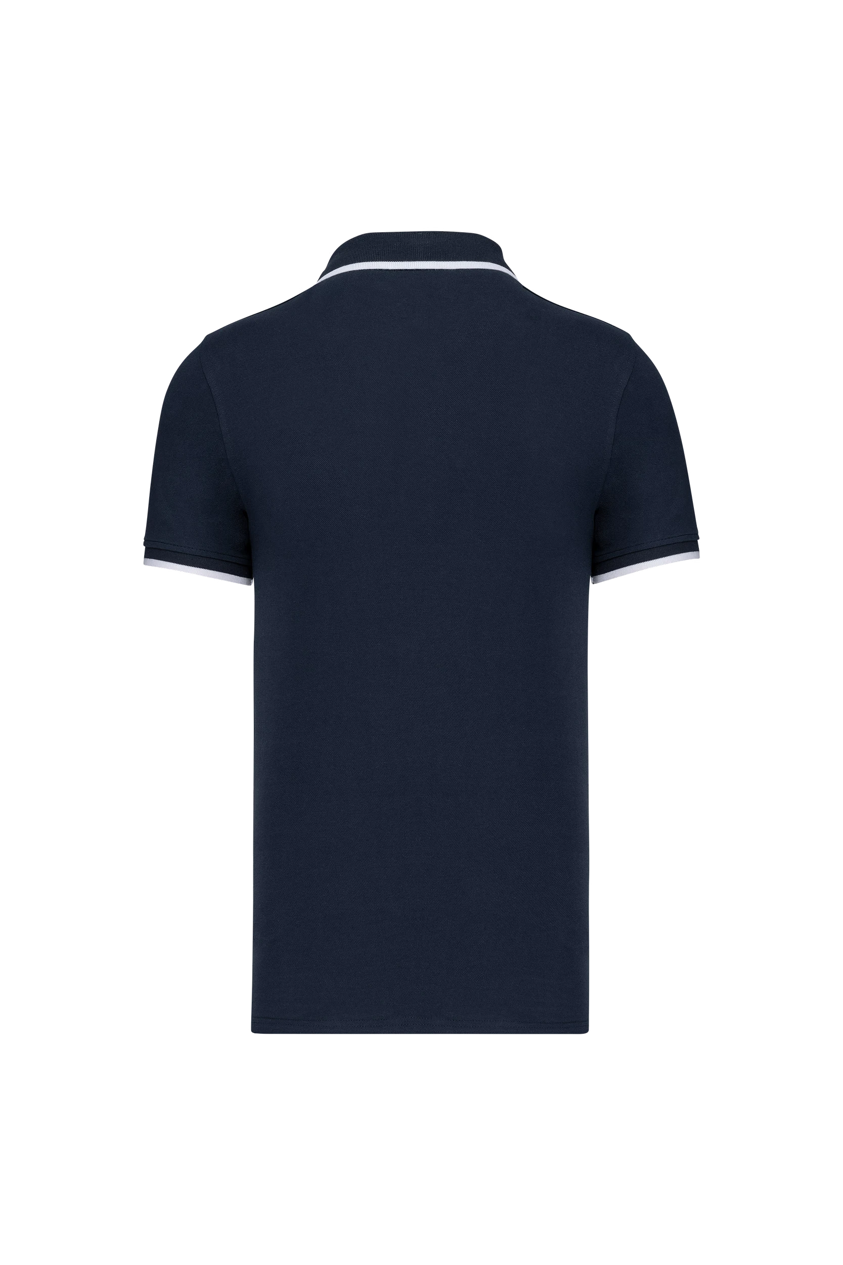 Polo manches courtes marine bandes blanches
