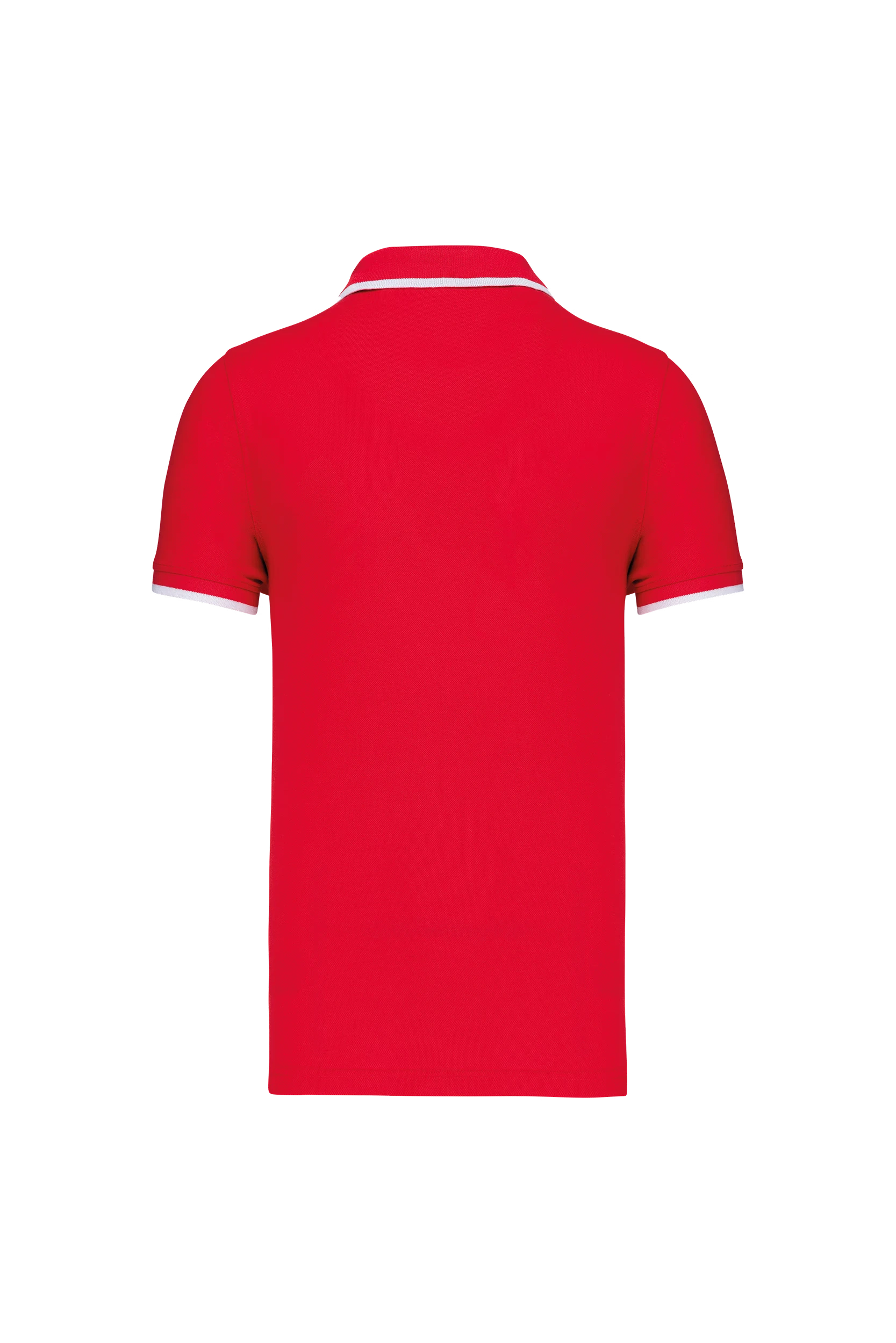 Polo manches courtes rouge bandes blanches