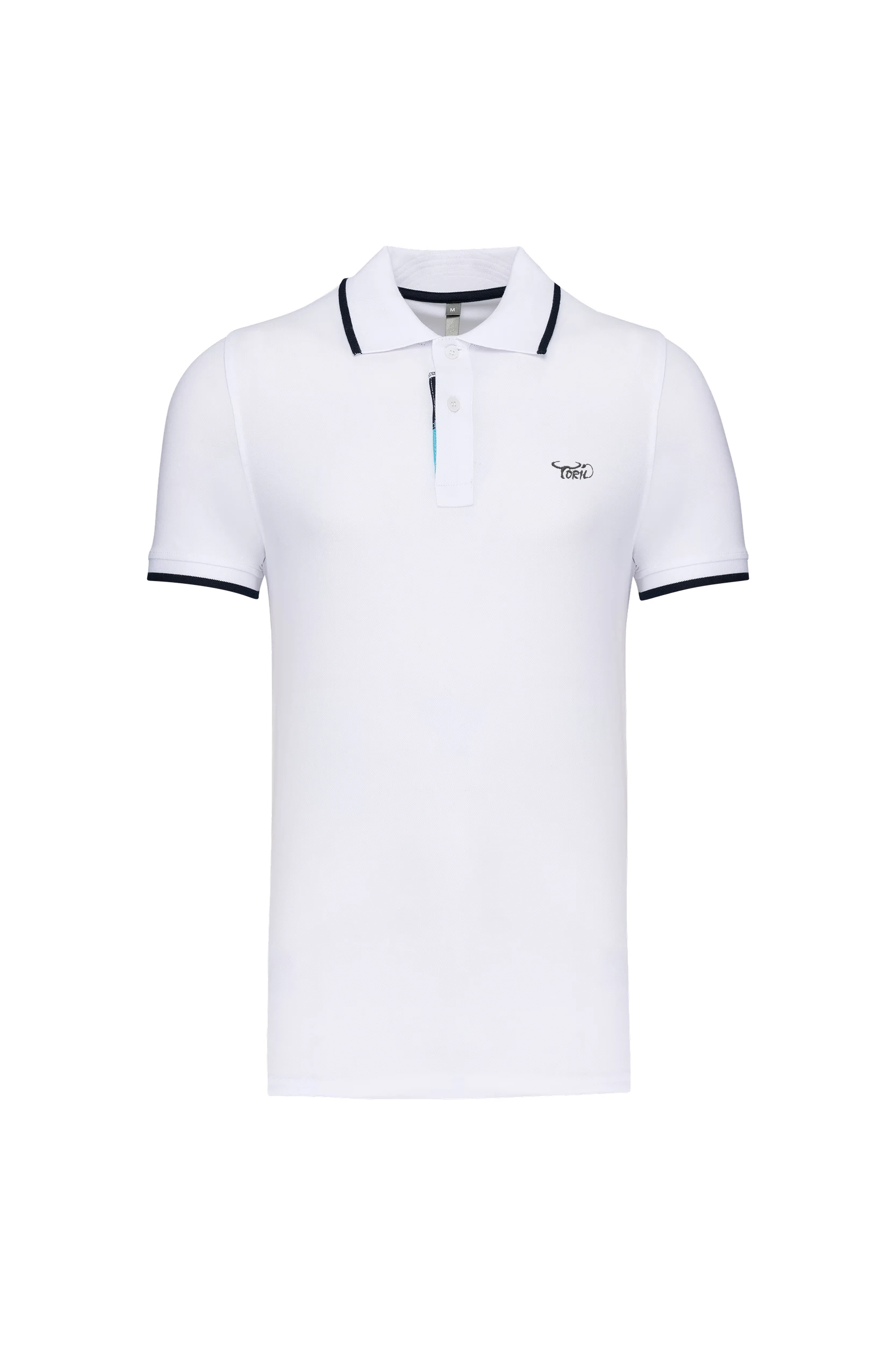 Polo manches courtes blanc bandes marine