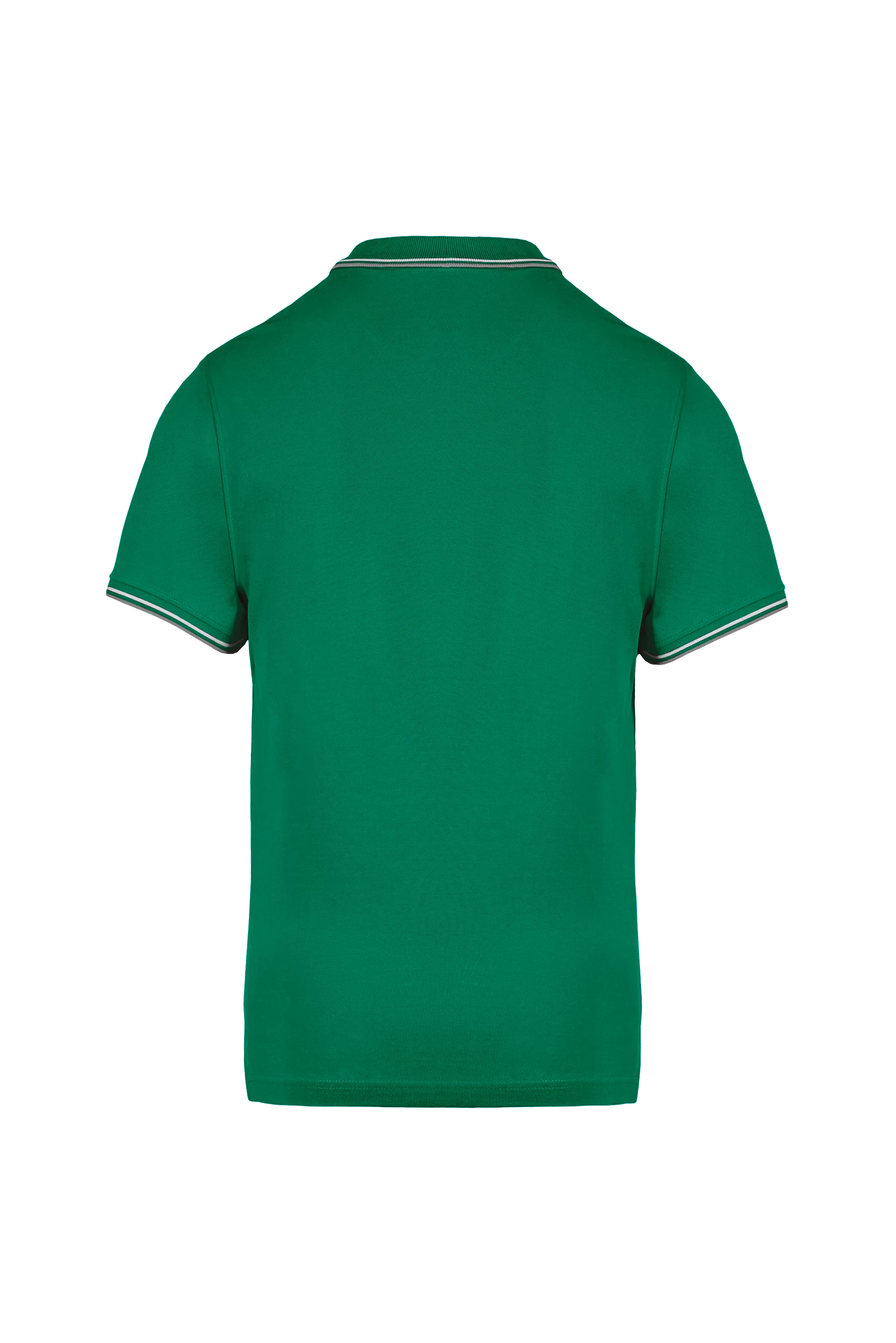 Polo maille piquée manches courtes vert vif bandes blanches et grises