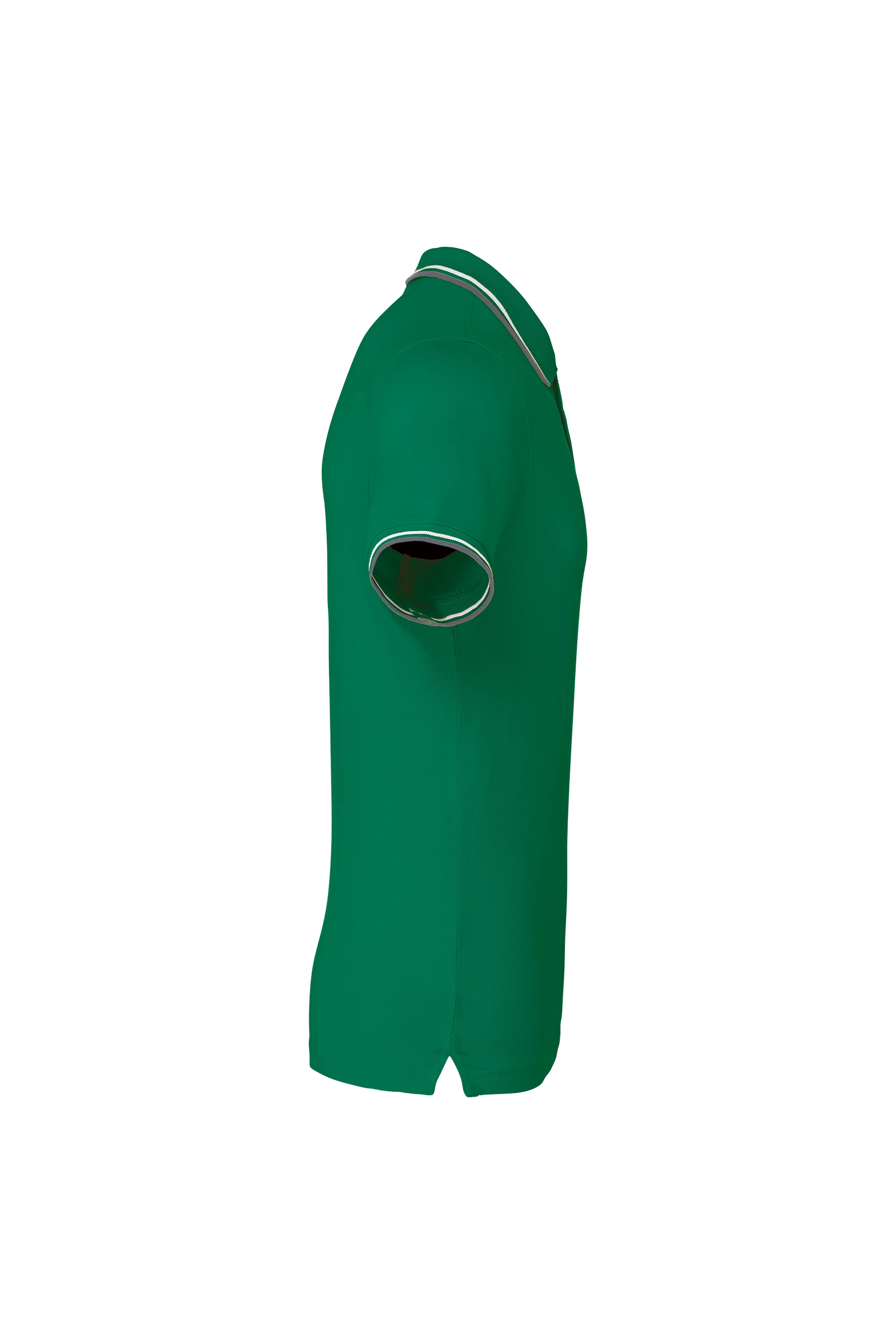 Polo maille piquée manches courtes vert vif bandes blanches et grises