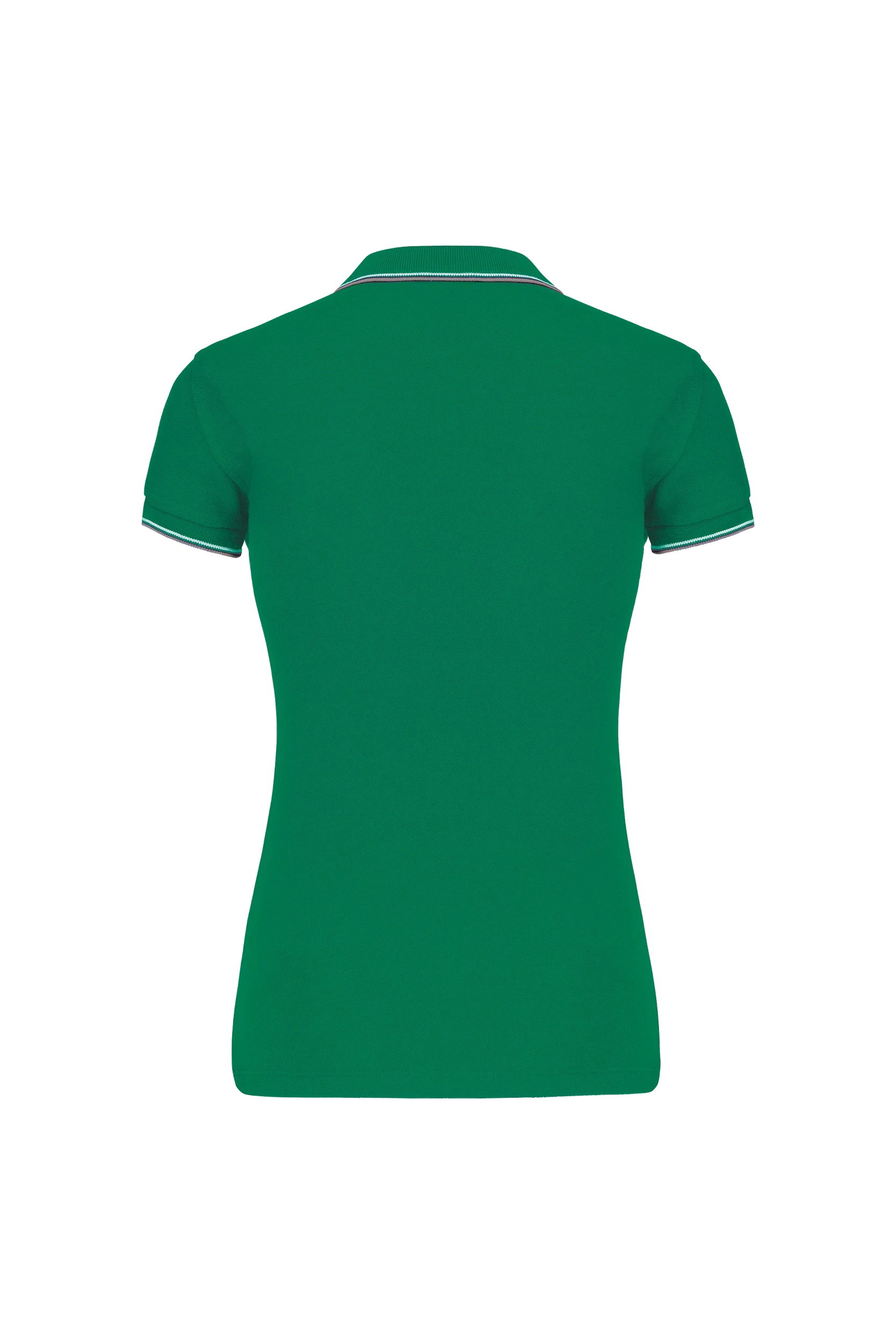 Polo manches courtes vert vif à bandes blanches et grises