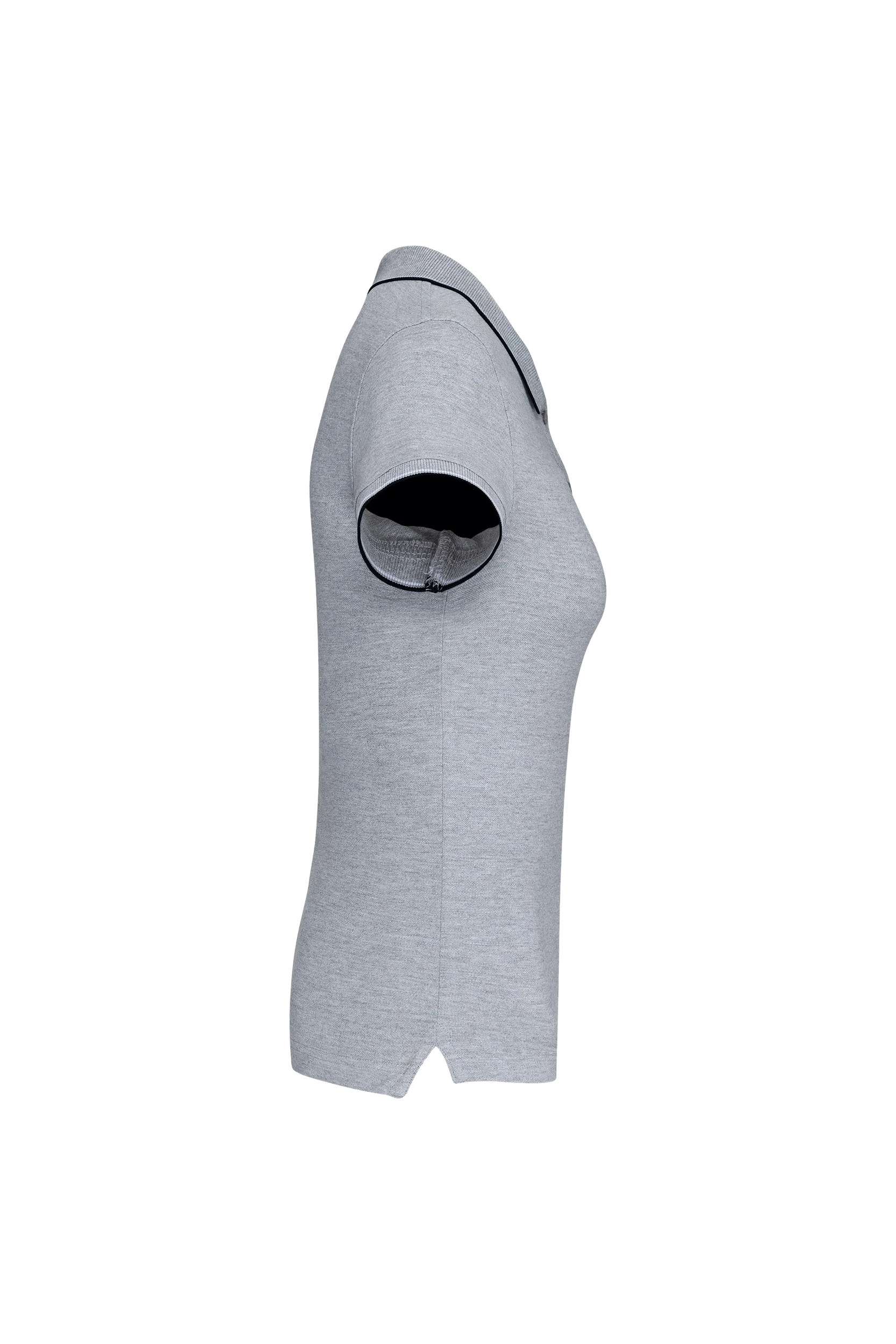Polo manches courtes gris à bandes blanches et marine