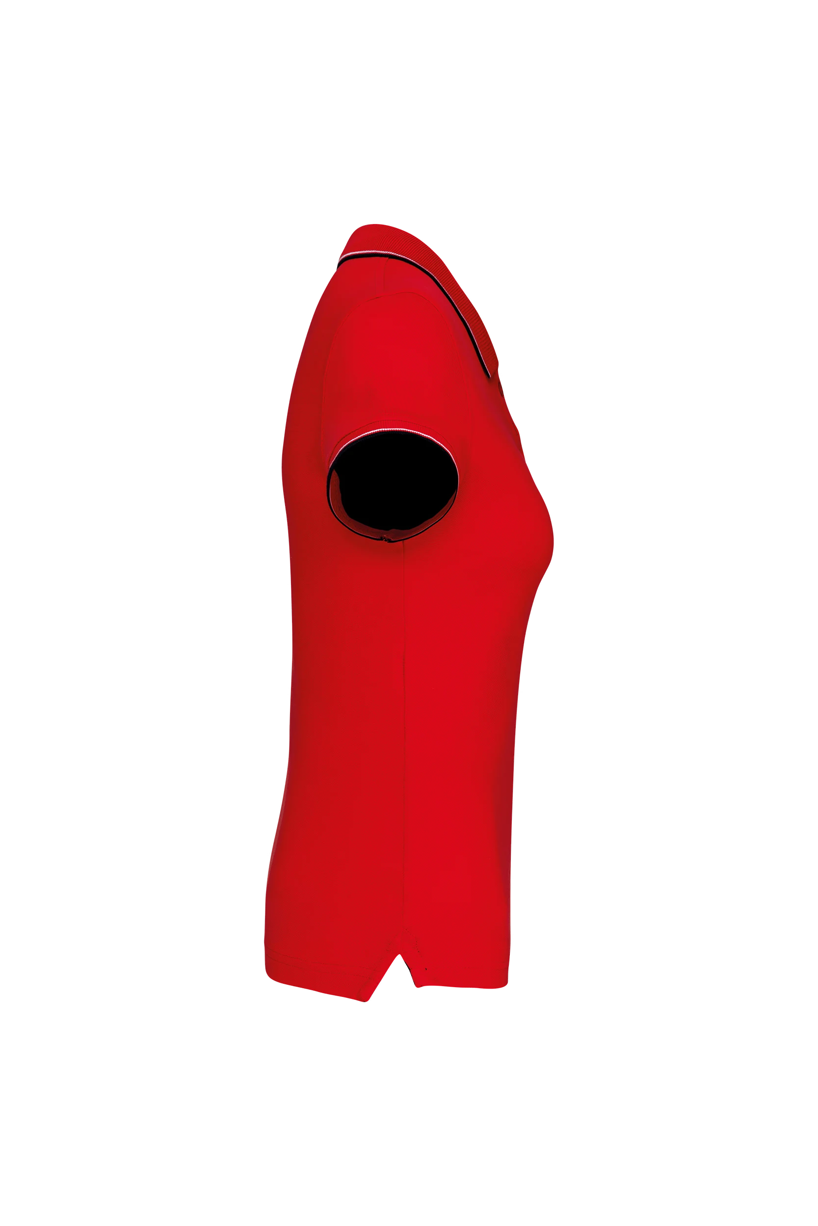 Polo manches courtes rouge à bandes blanches et marine
