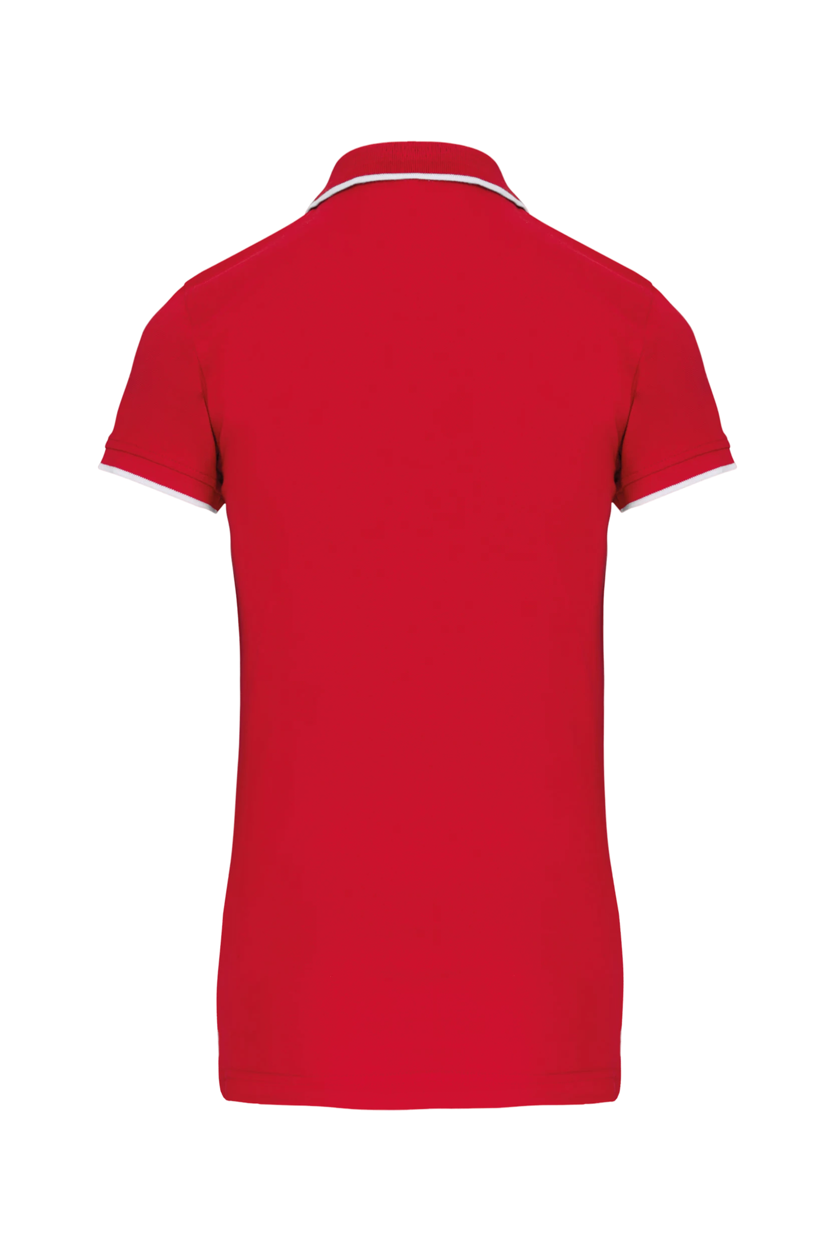 Polo maille piquée manches courtes rouge à bandes blanches
