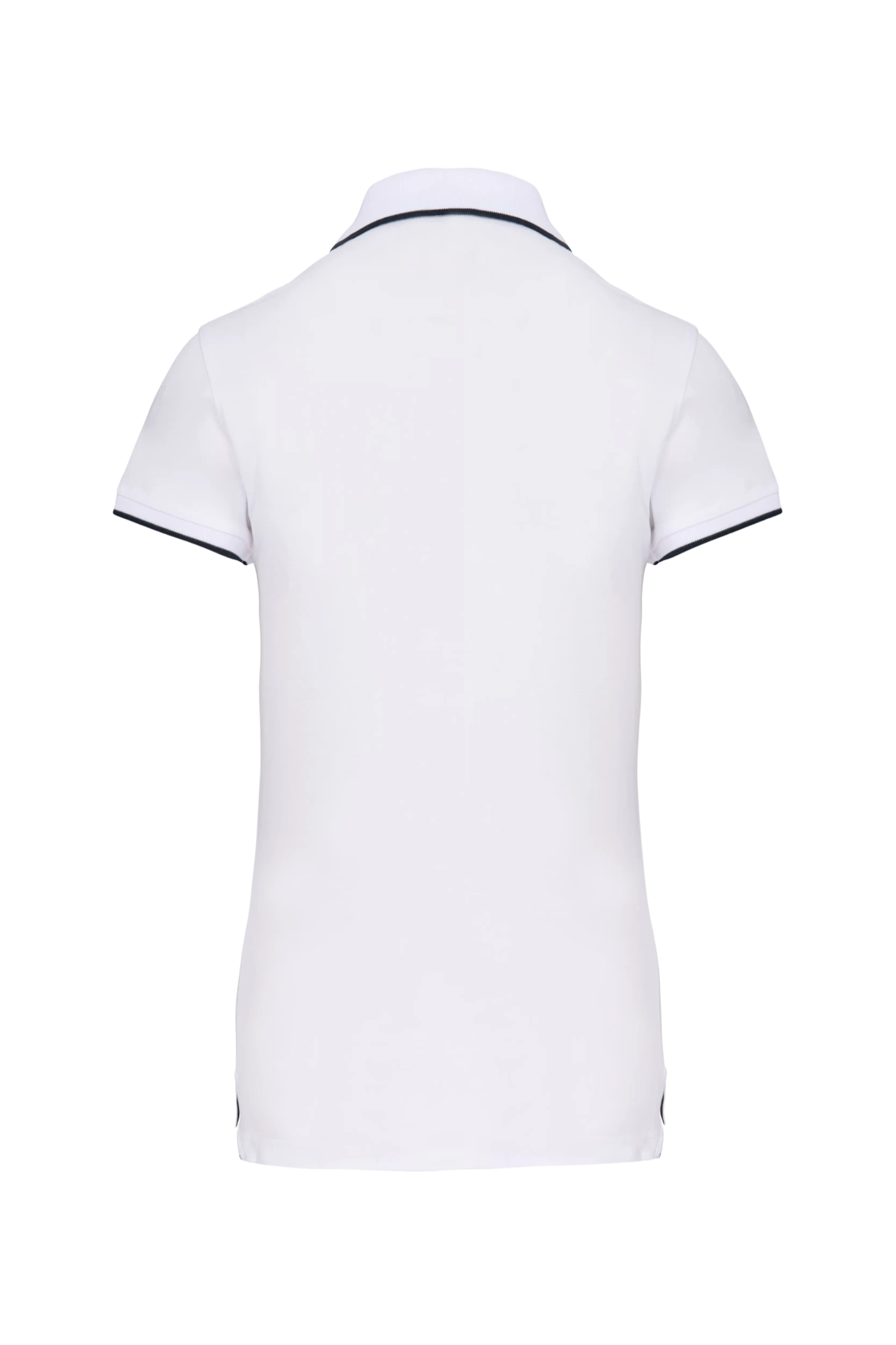 Polo maille piquée manches courtes blanc à bandes marine