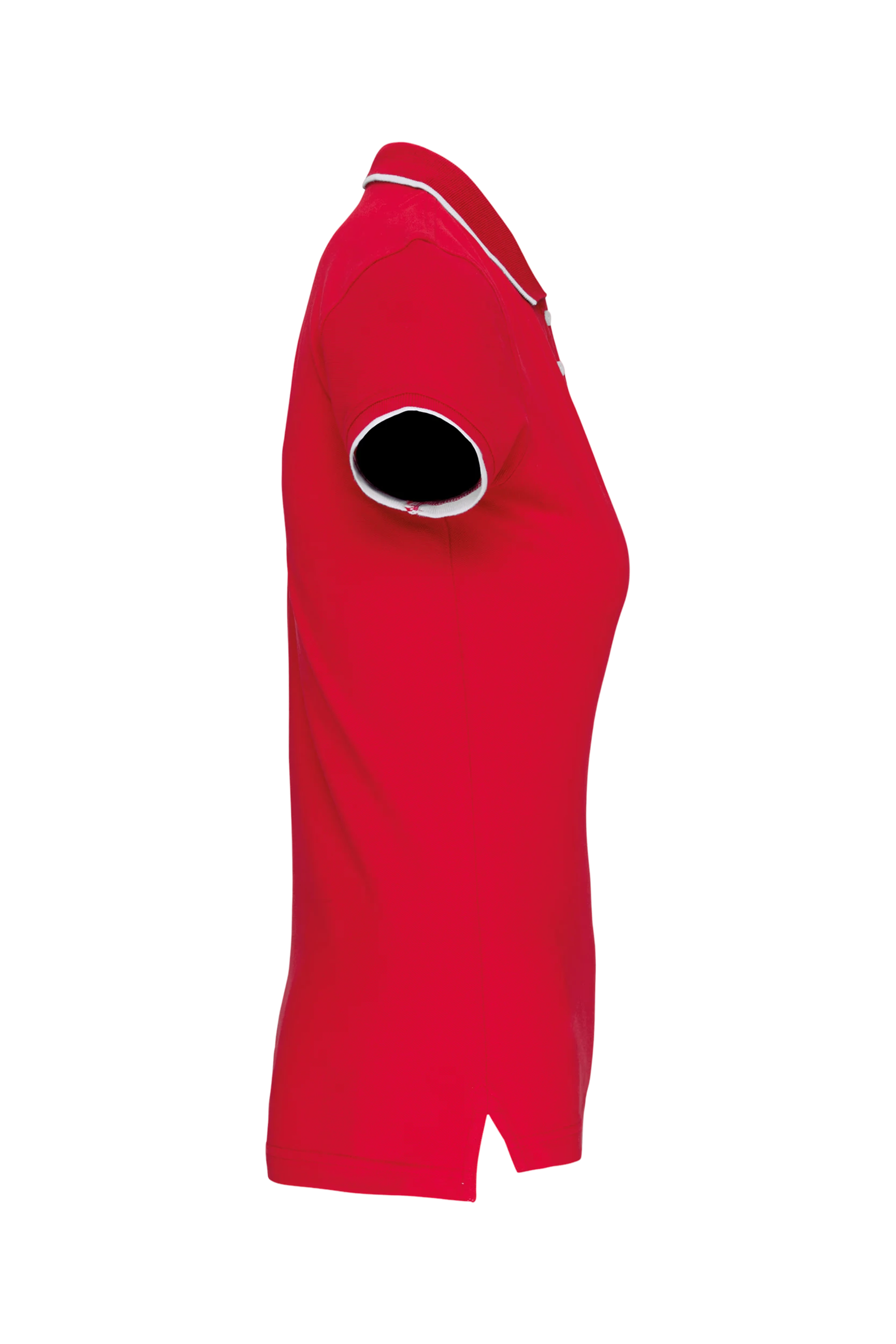 Polo maille piquée manches courtes rouge à bandes blanches