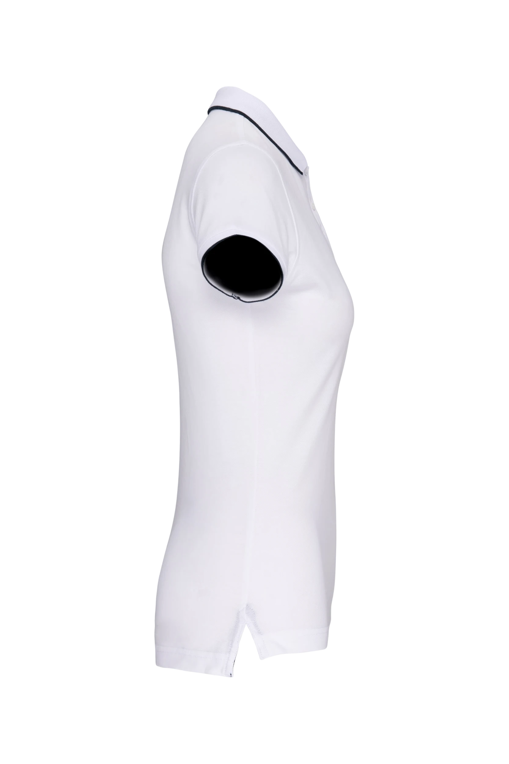 Polo maille piquée manches courtes blanc à bandes marine