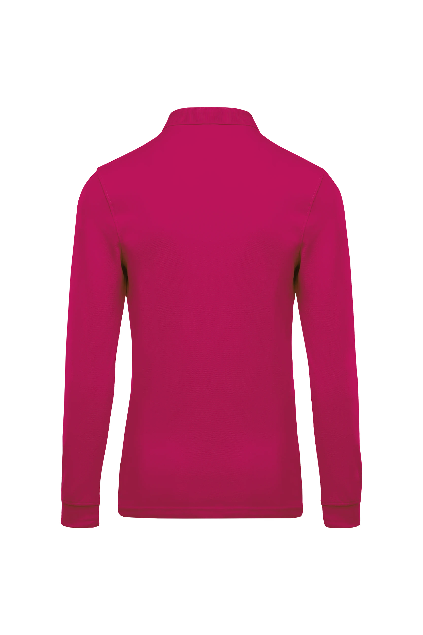 Polo piqué manches longues fuchsia