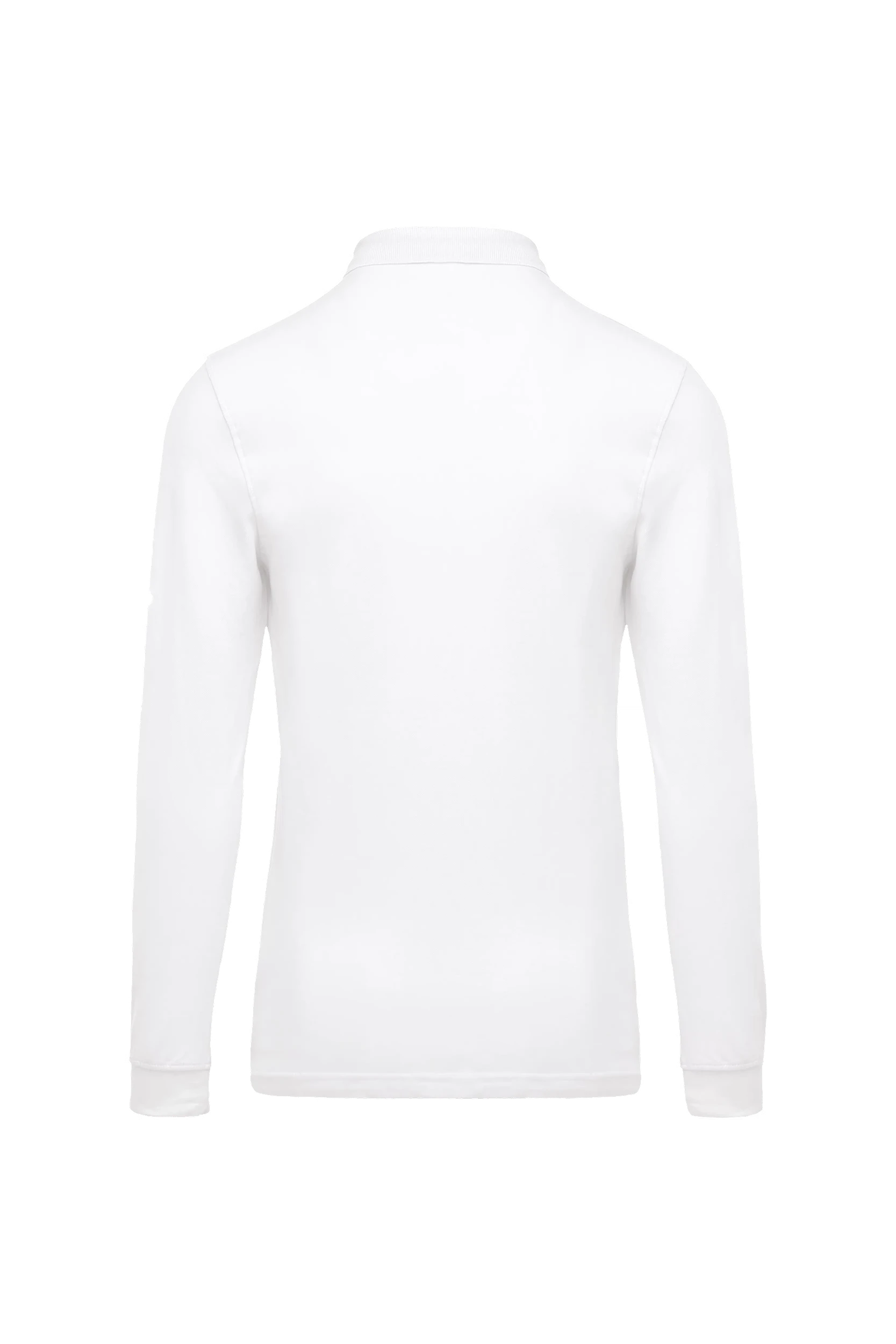 Polo piqué manches longues blanc