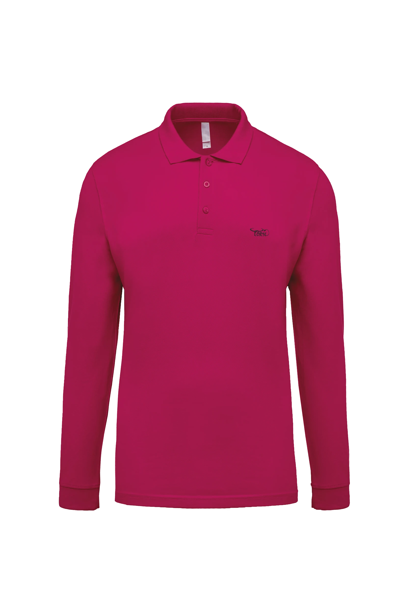 Polo piqué manches longues fuchsia