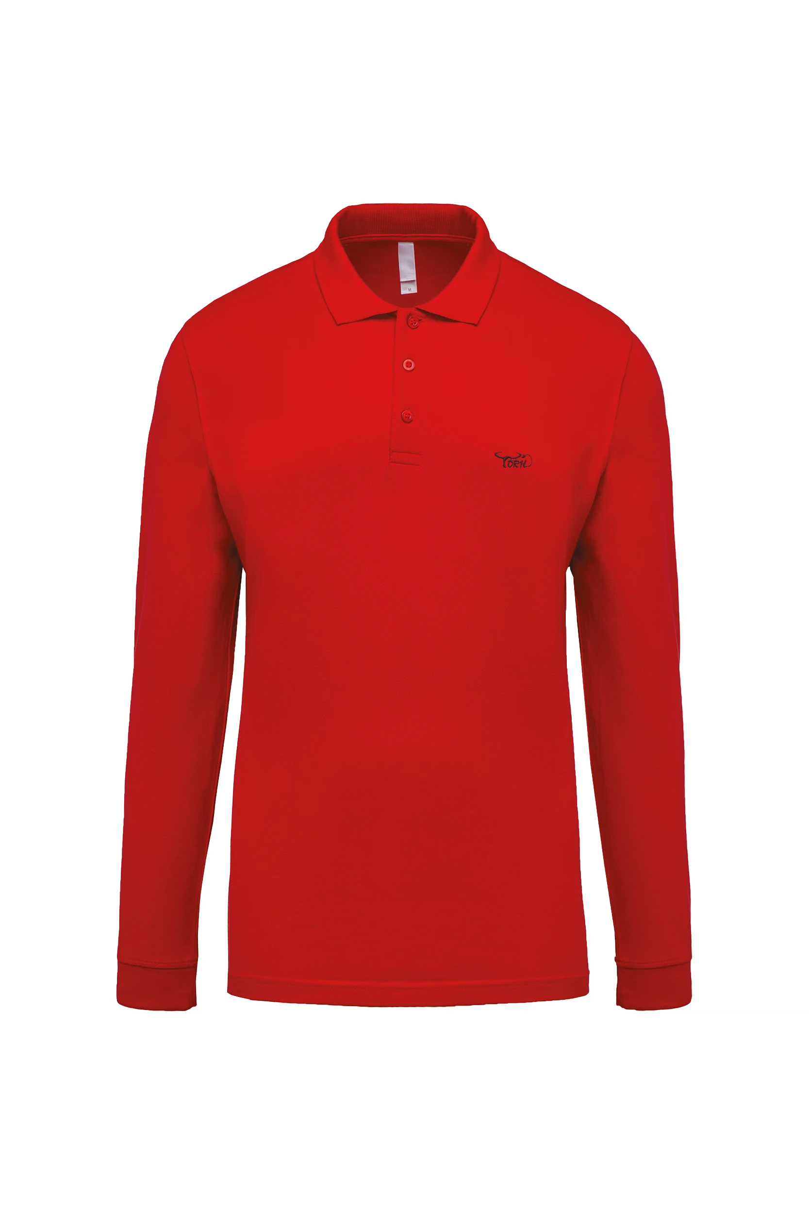 Polo piqué manches longues rouge
