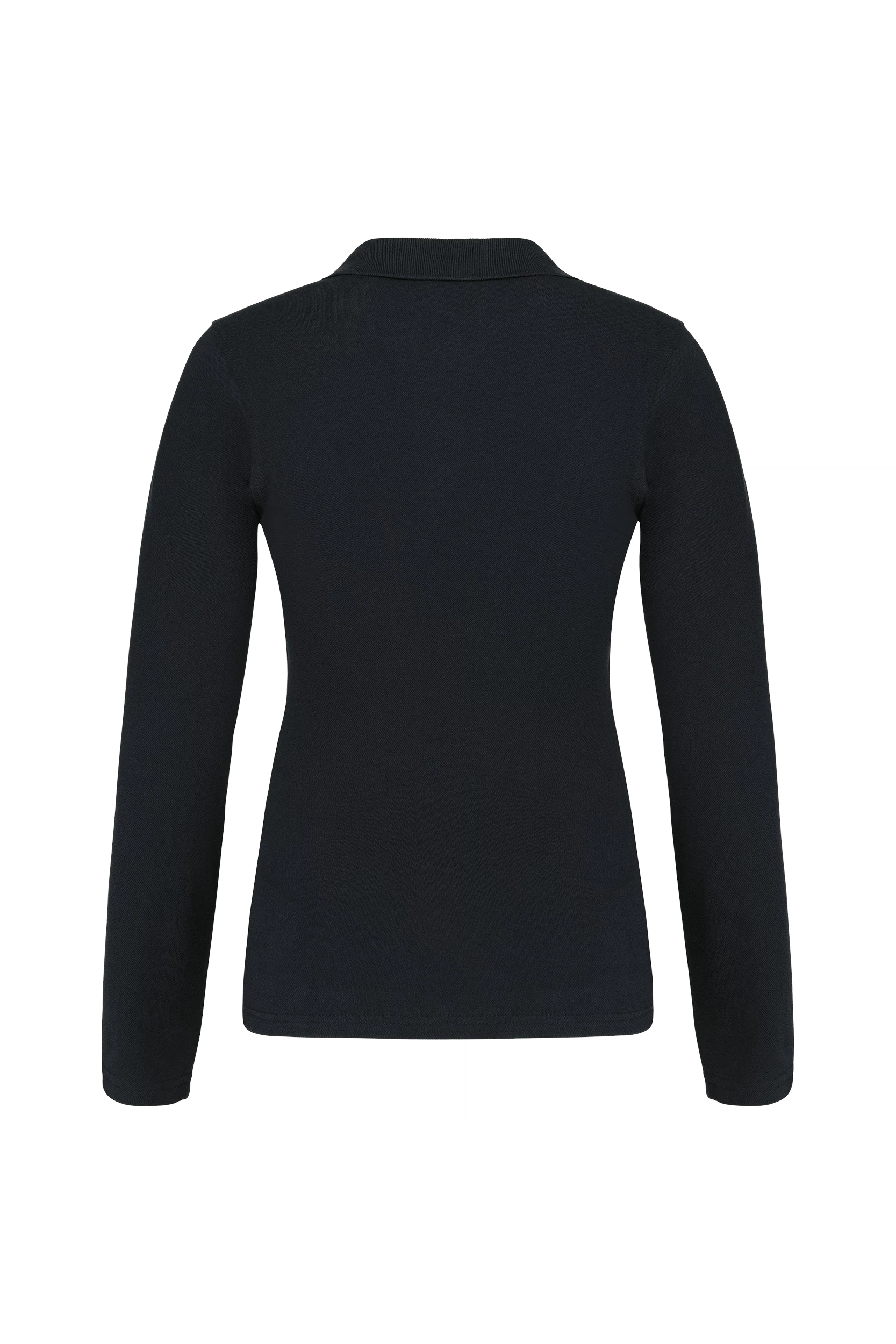 Polo piqué manches longues noir