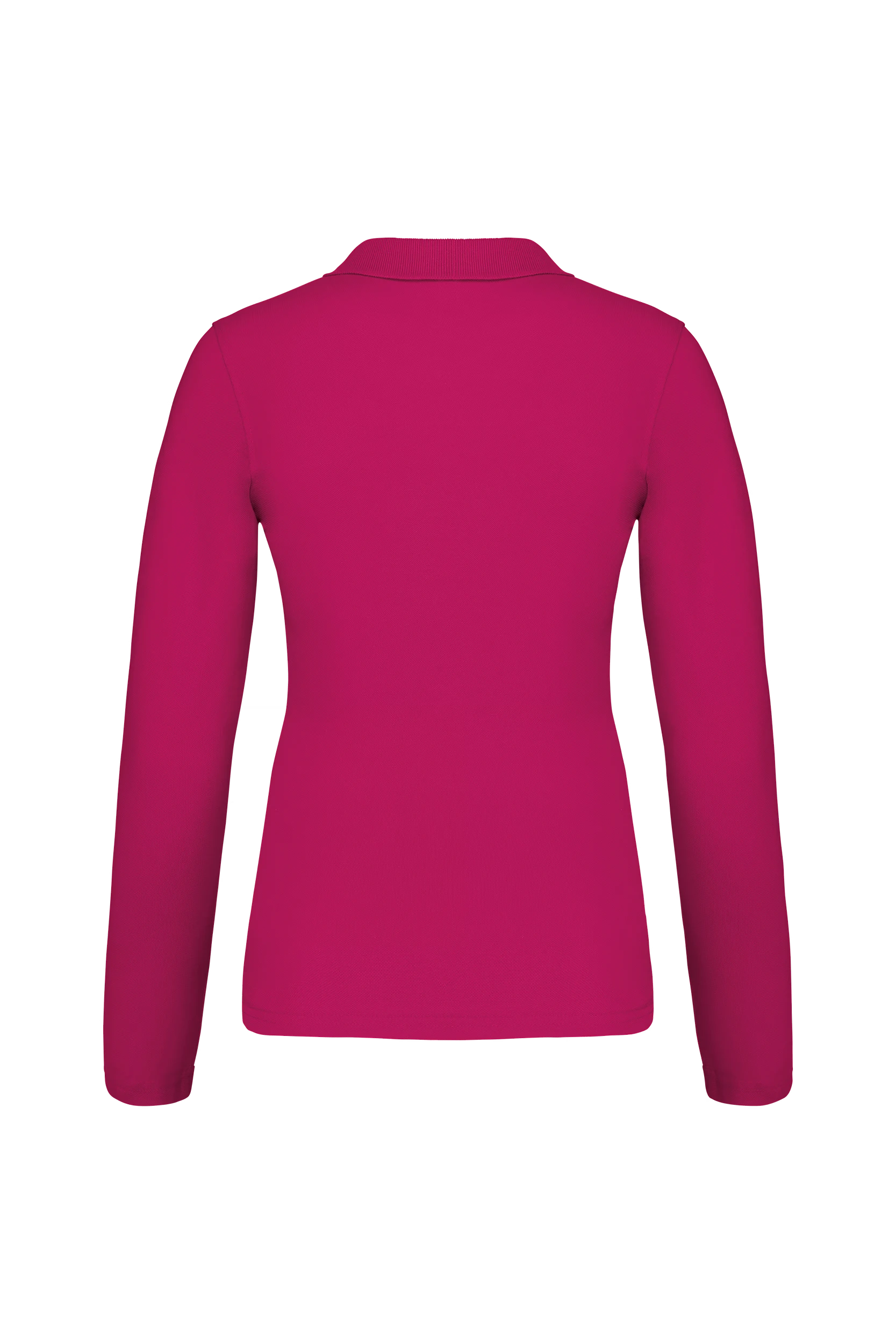 Polo piqué manches longues fuchsia