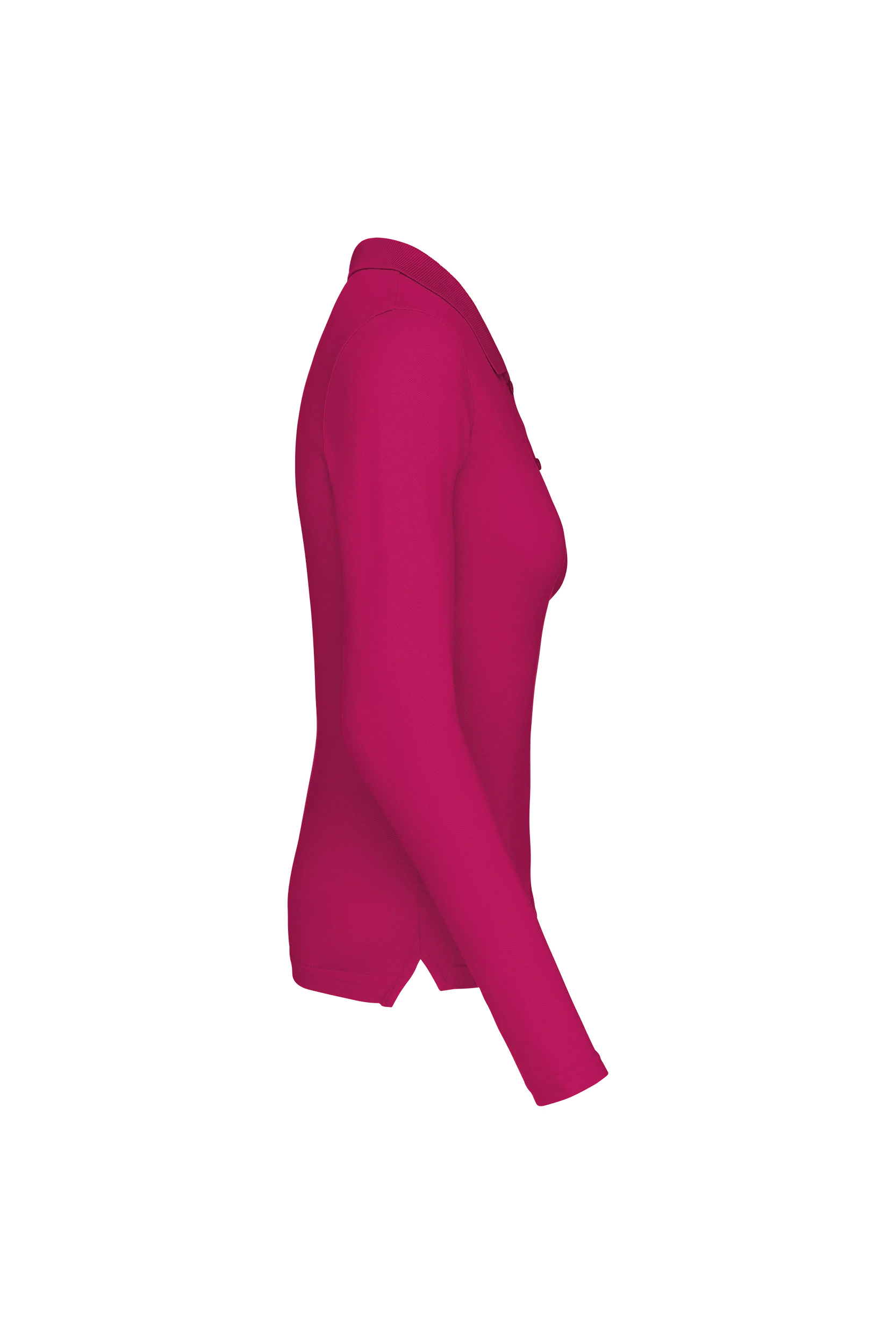 Polo piqué manches longues fuchsia