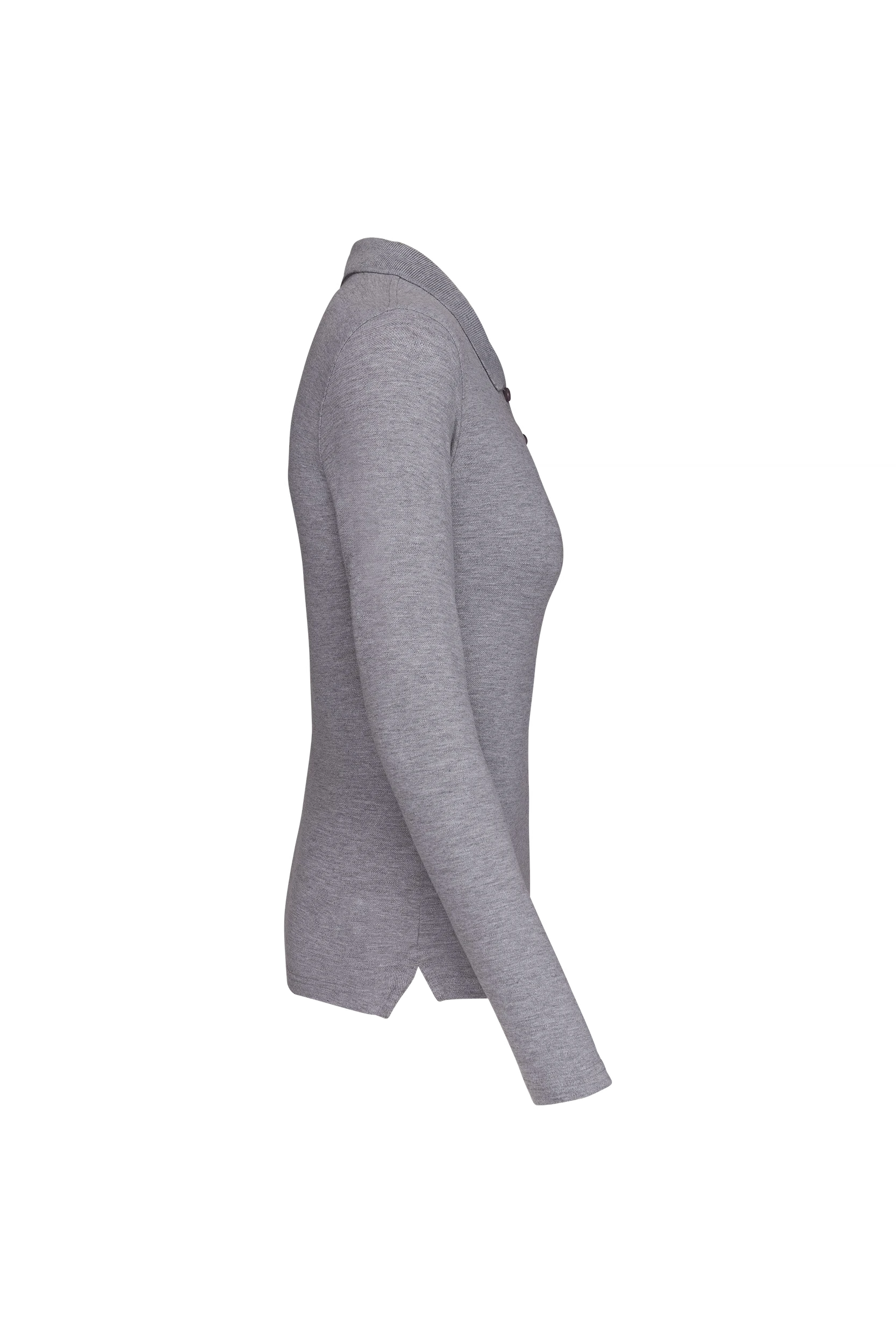 Polo piqué manches longues gris