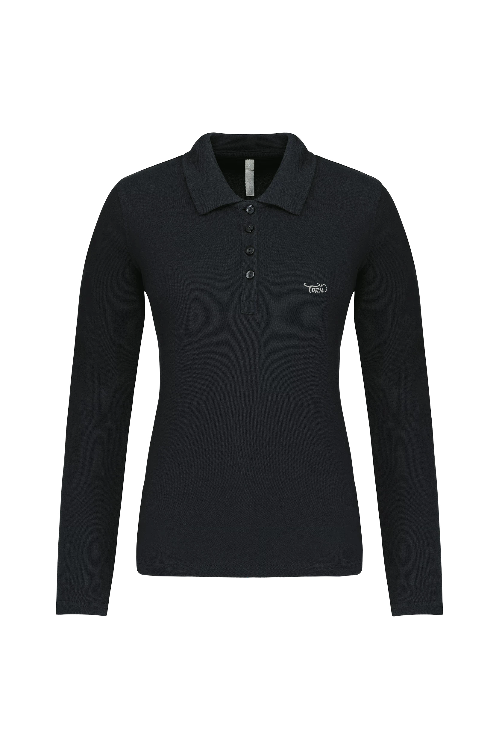 Polo piqué manches longues noir