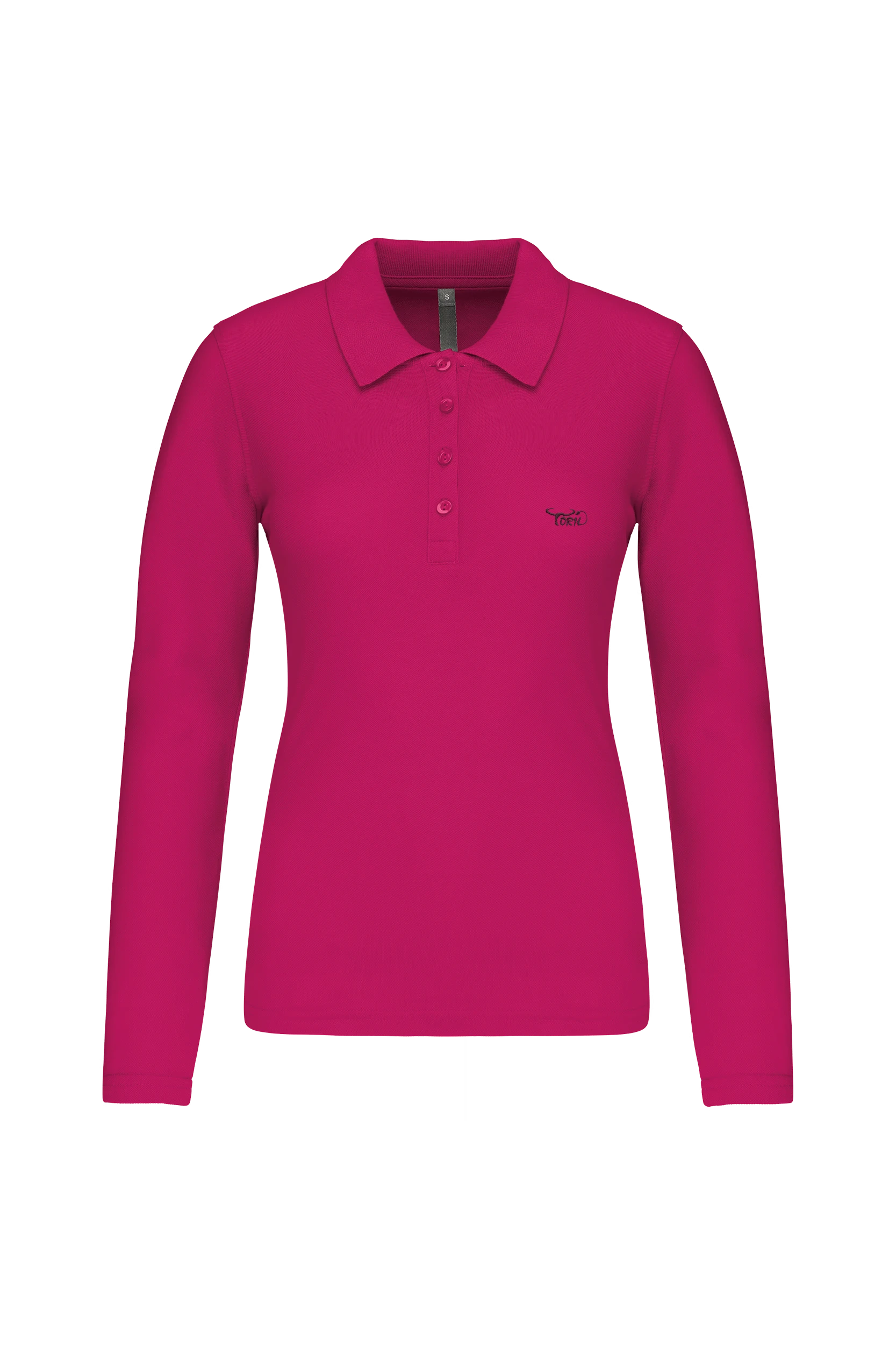 Polo piqué manches longues fuchsia