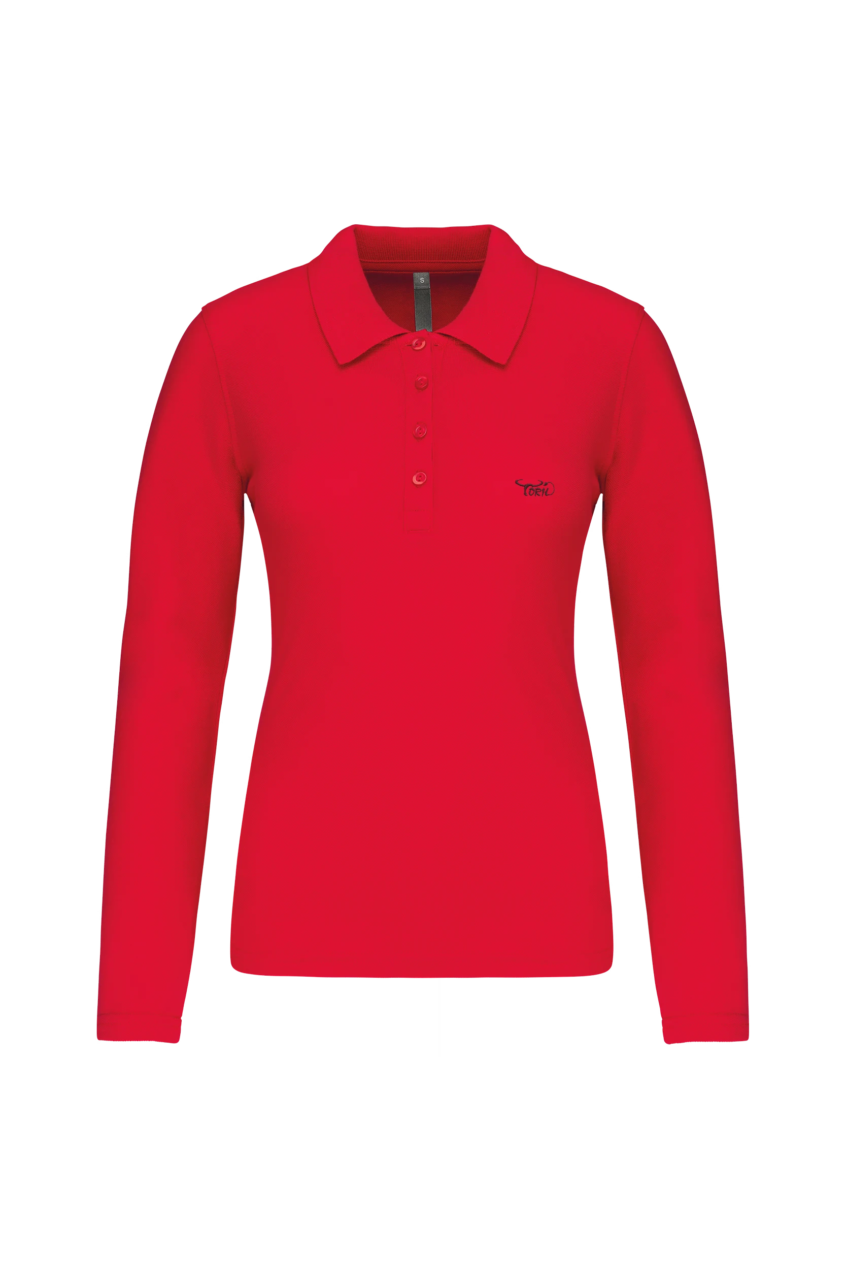 Polo piqué manches longues rouge