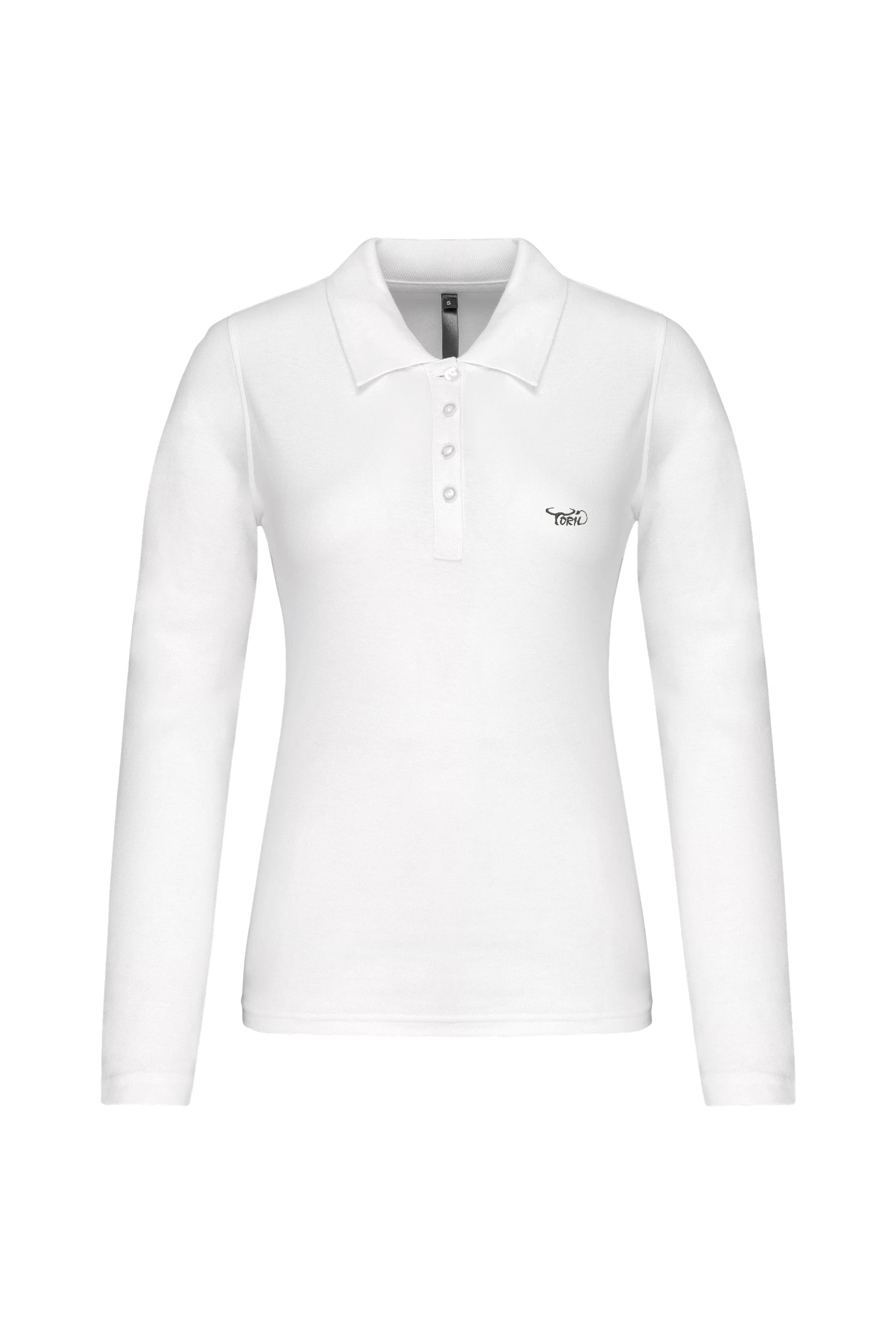 Polo piqué manches longues blanc