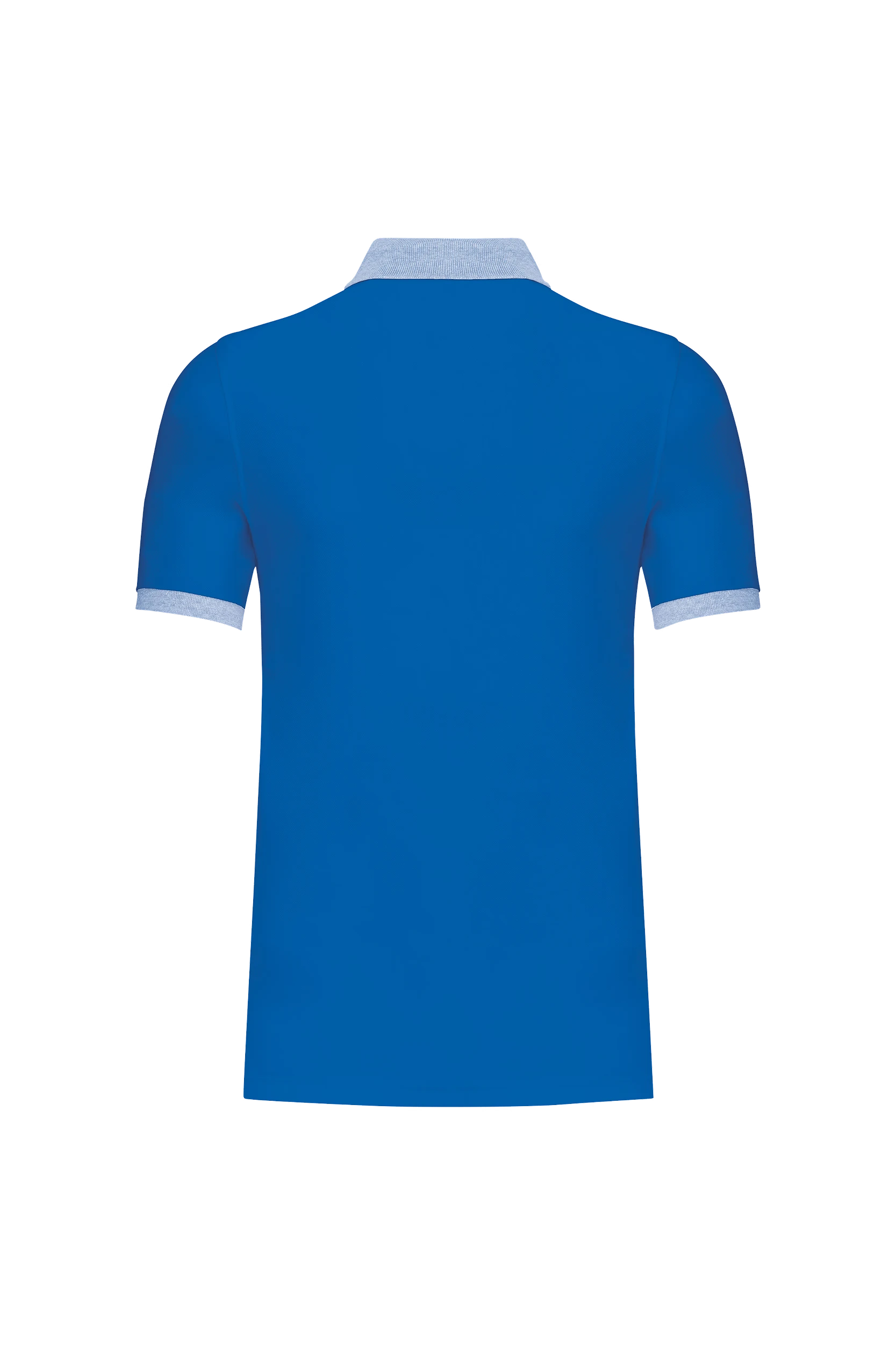 Polo piqué bicolore bleu et gris