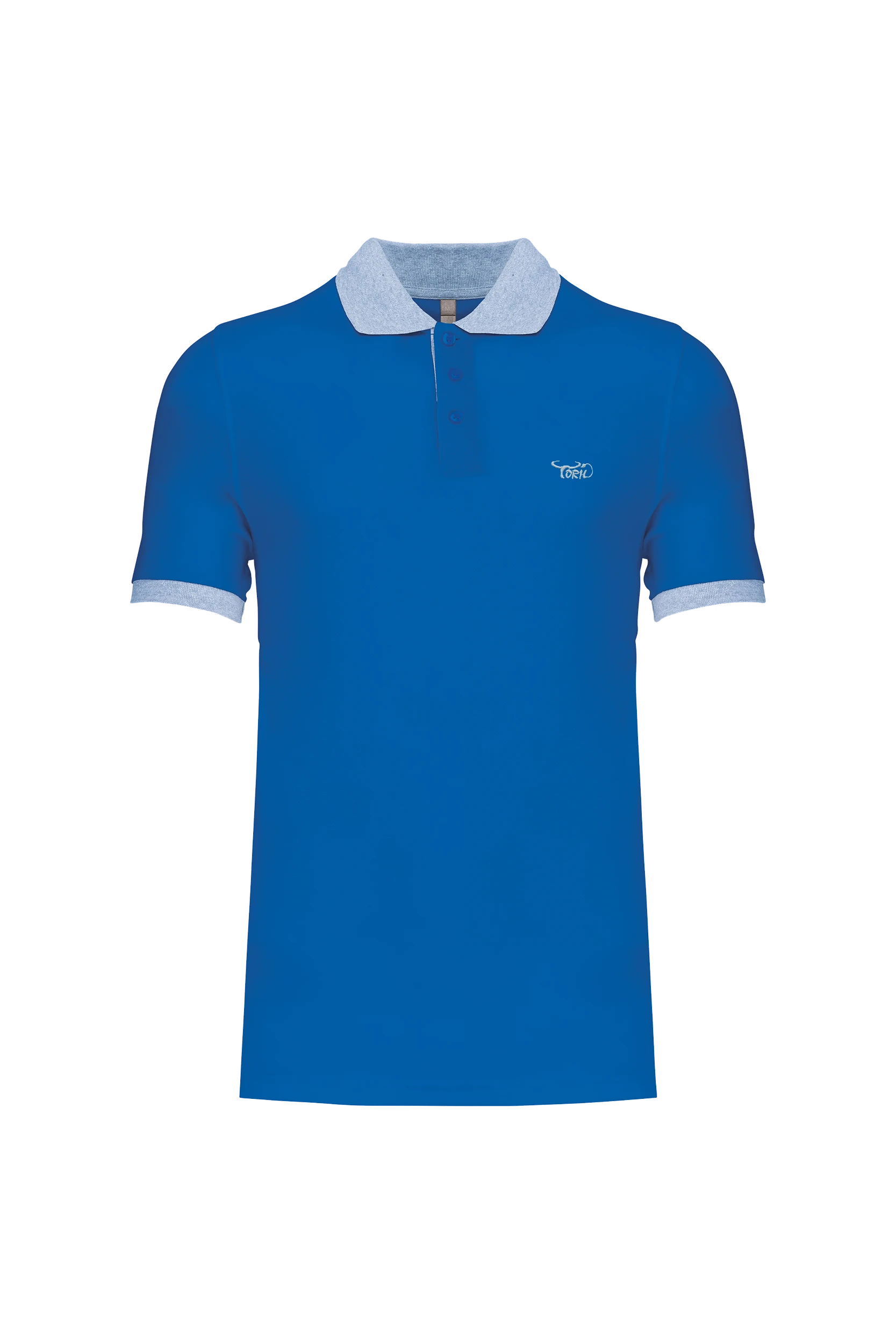 Polo piqué bicolore bleu et gris