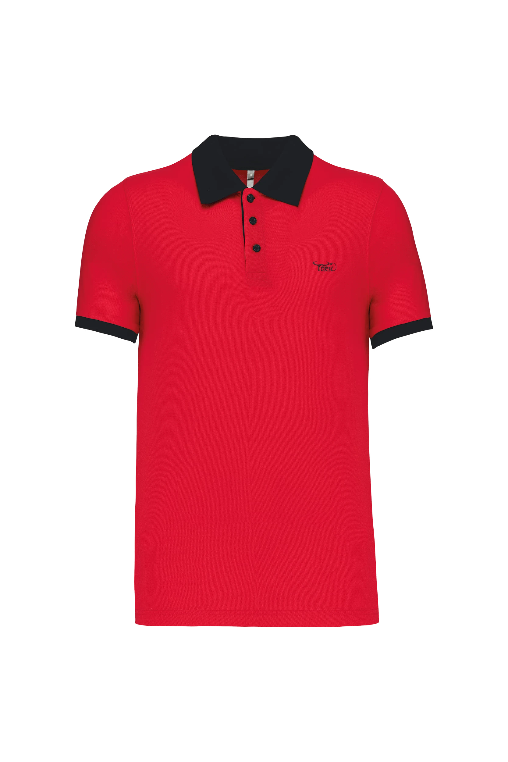 Polo piqué bicolore rouge et noir