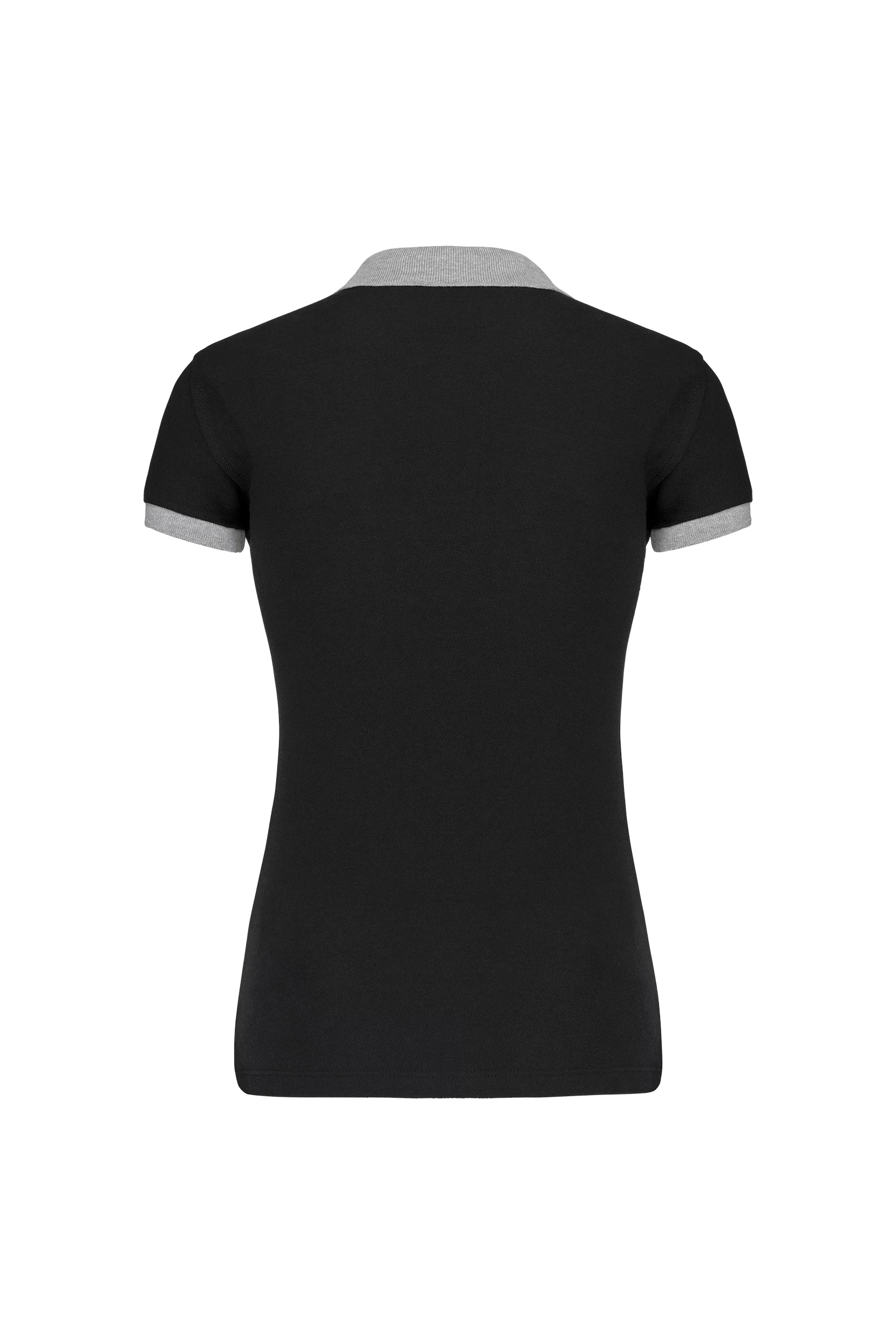 Polo piqué bicolore noir à bandes grises