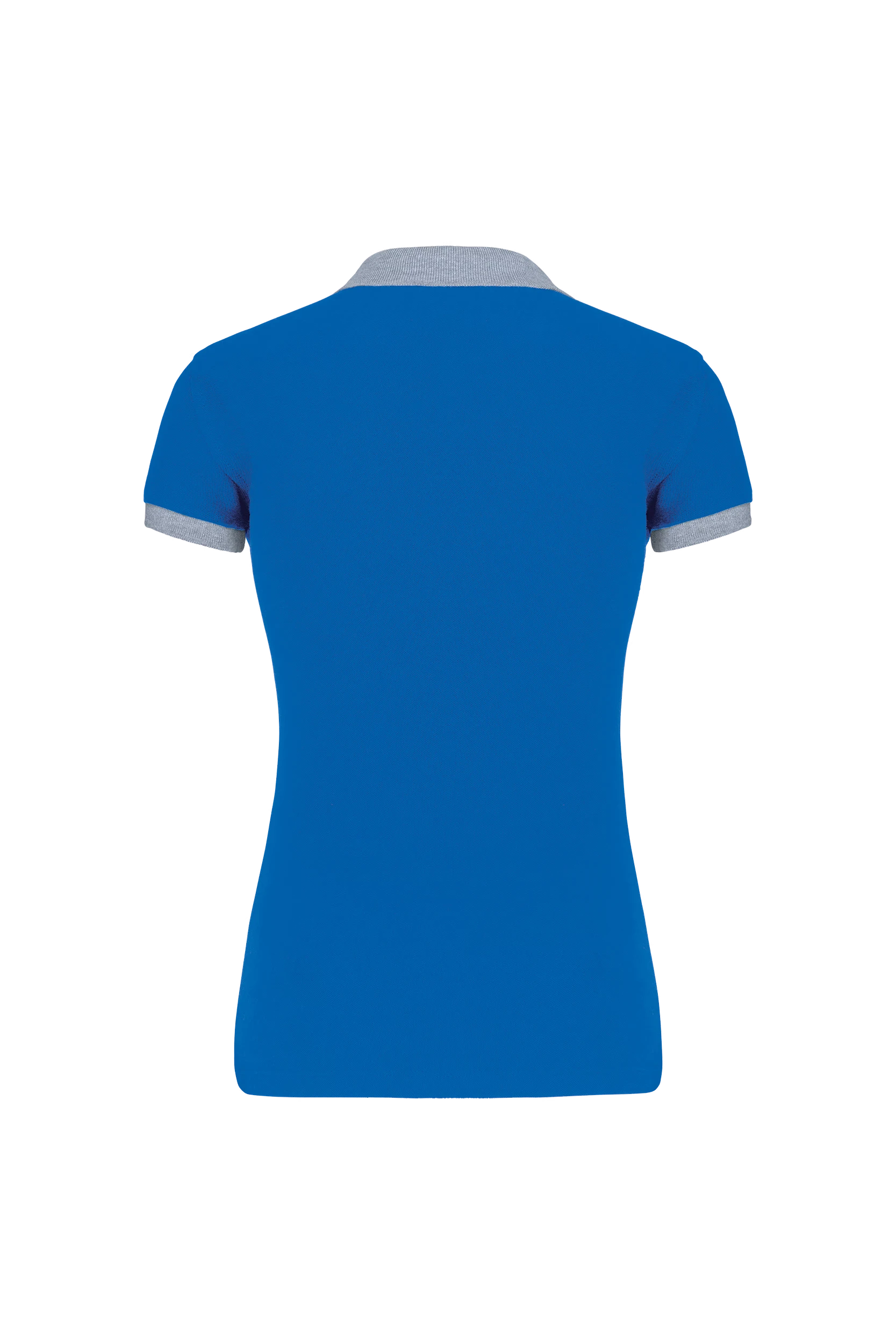Polo piqué bicolore bleu à bandes grises