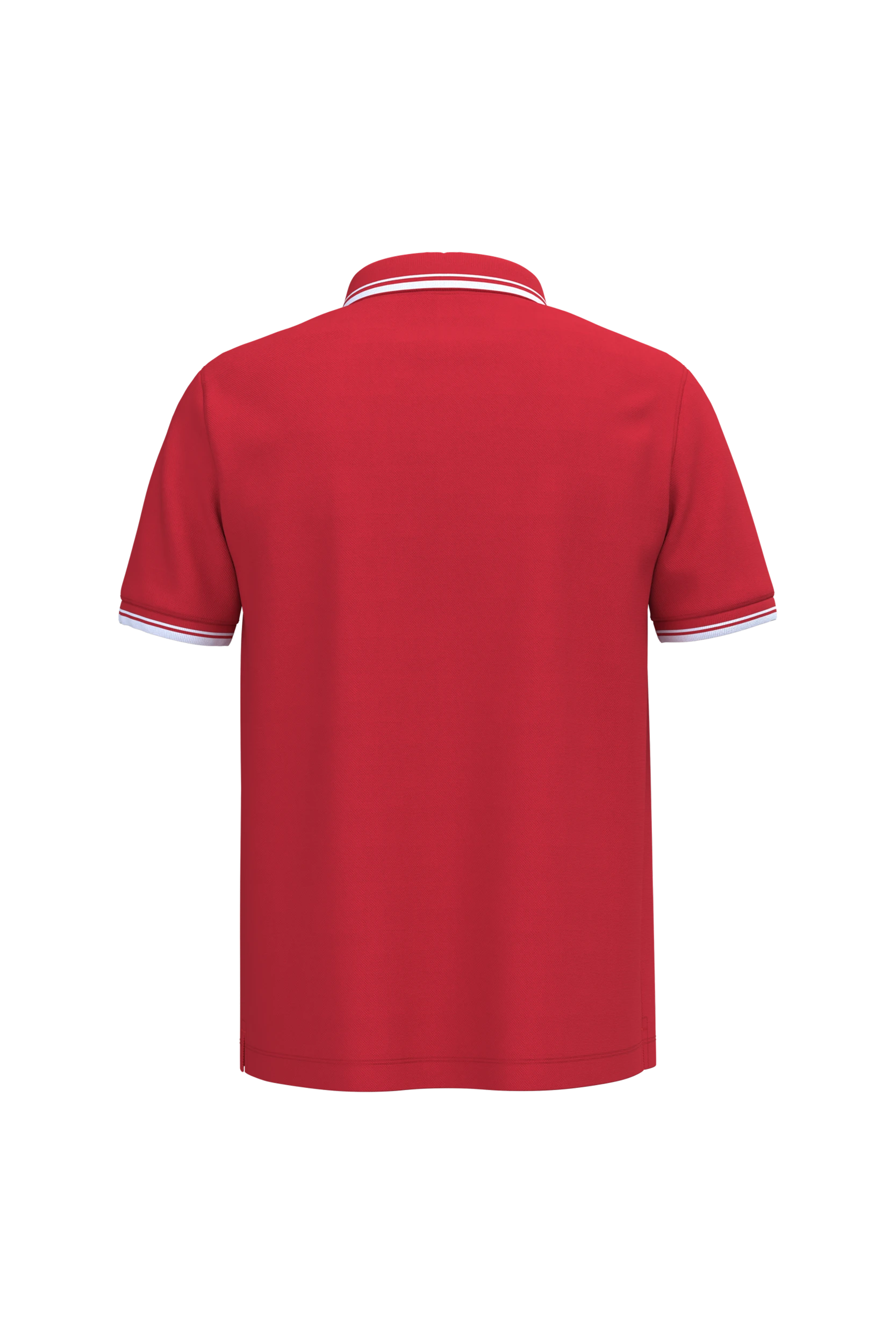 Polo manches courtes rouge à liserés blanc