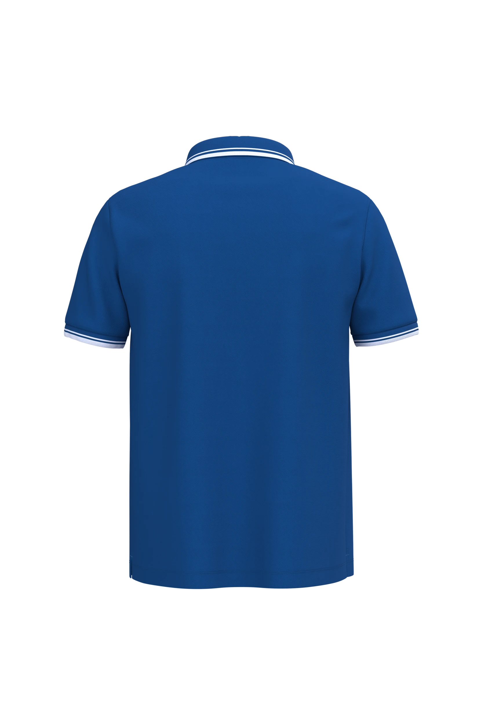 Polo manches courtes bleu à liserés blanc