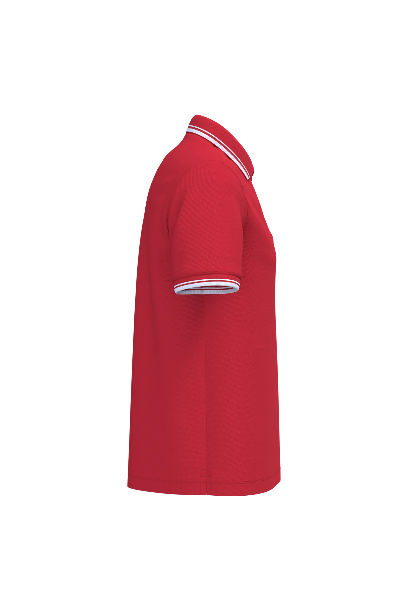 Polo manches courtes rouge à liserés blanc