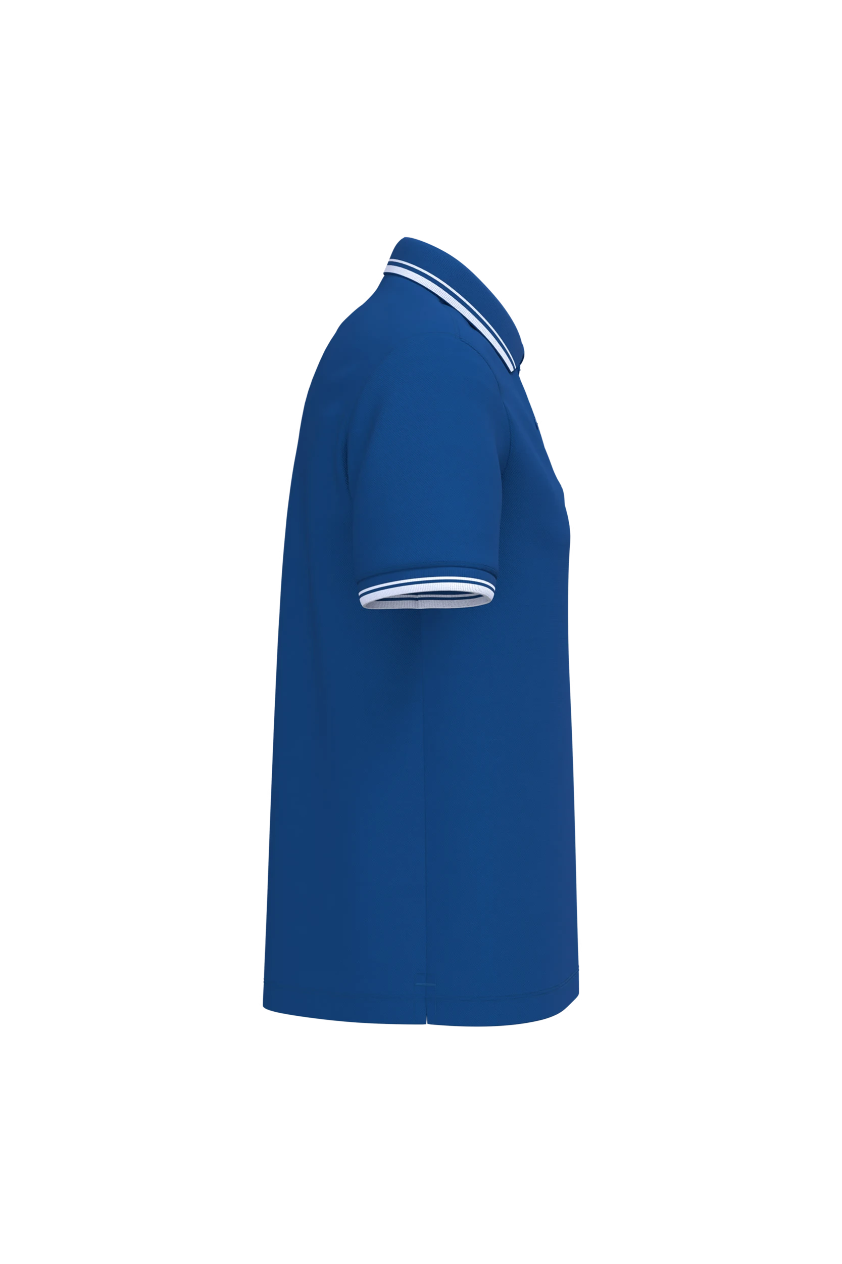 Polo manches courtes bleu à liserés blanc