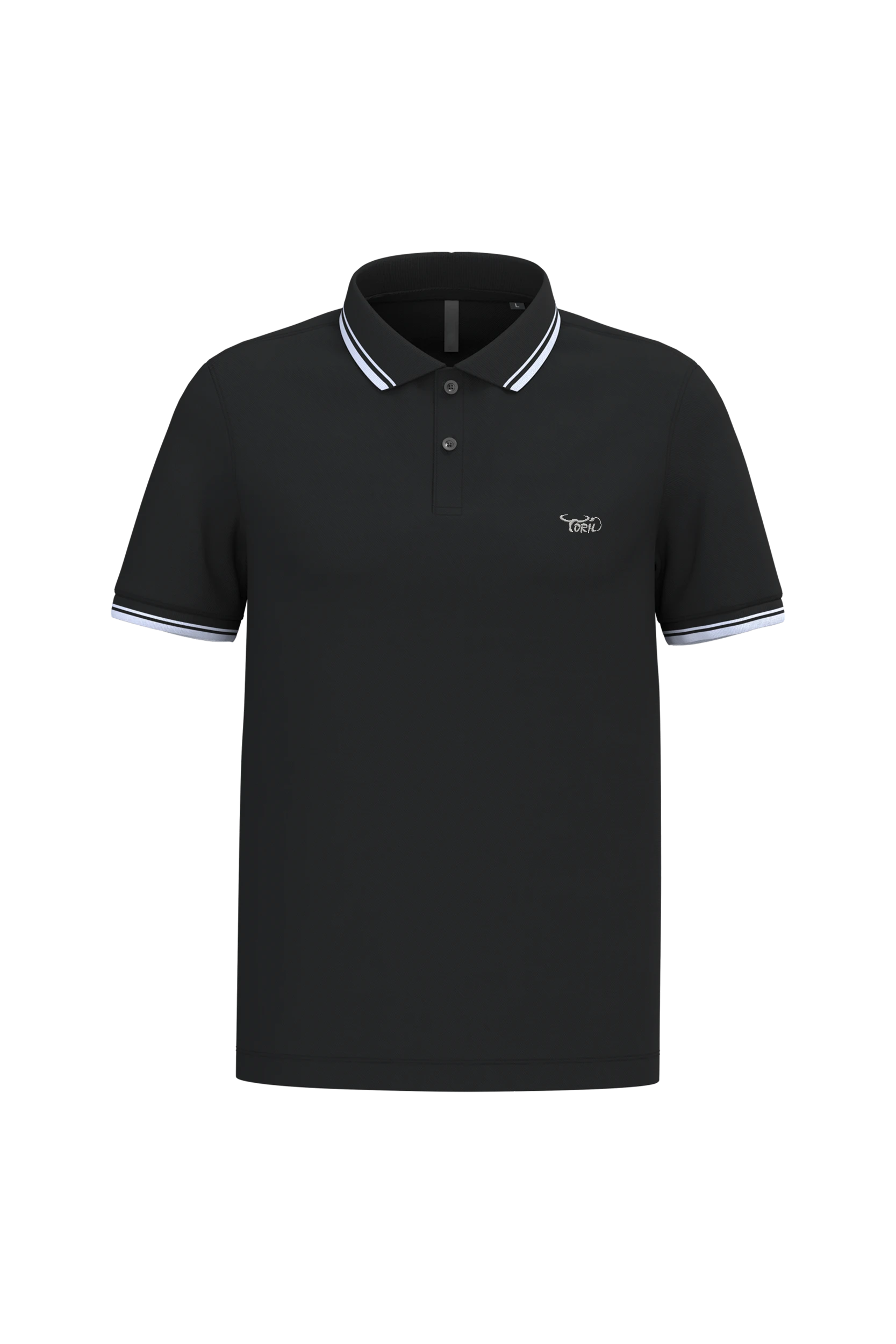 Polo manches courtes noir à liserés blanc