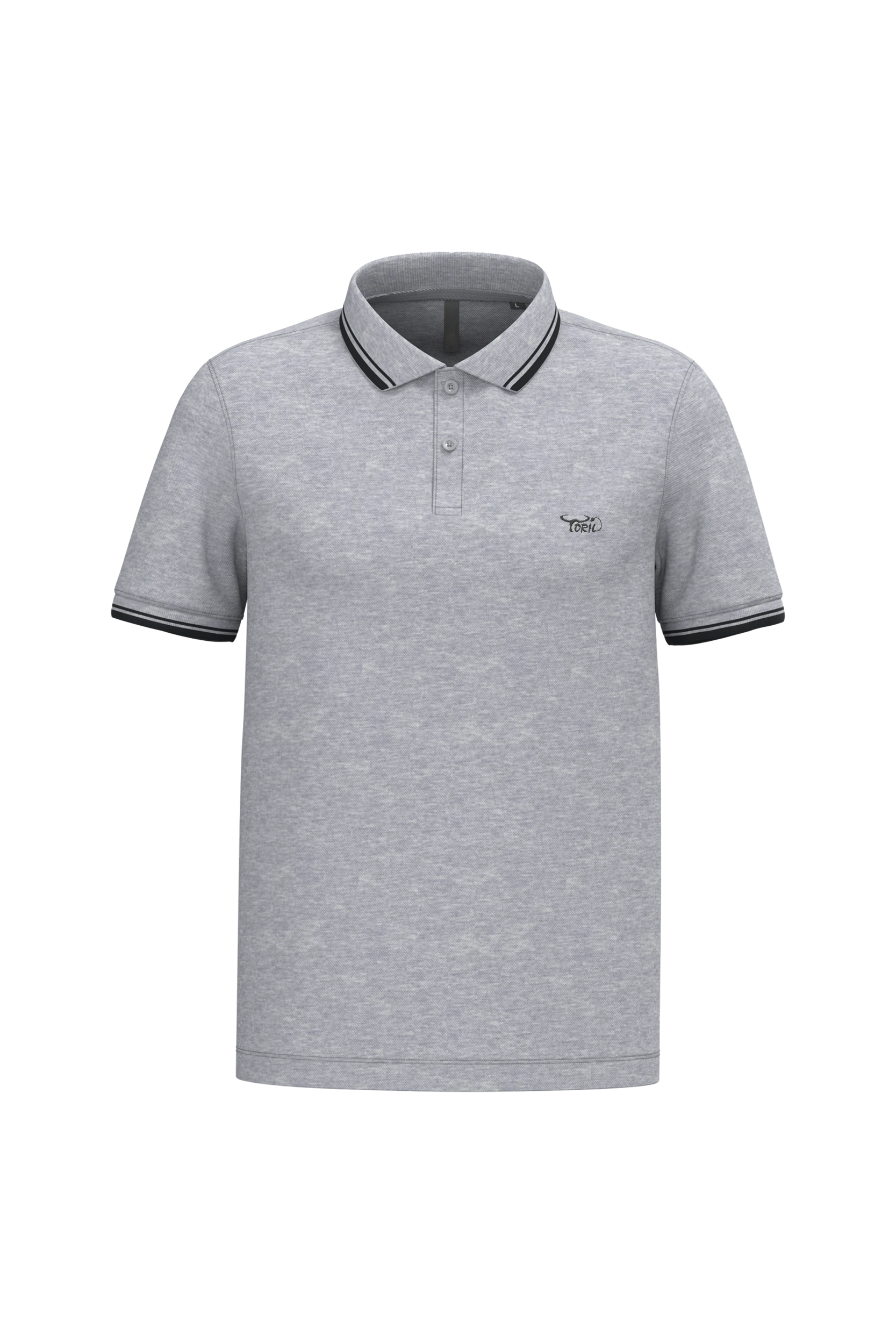 Polo manches courtes gris à liserés noir