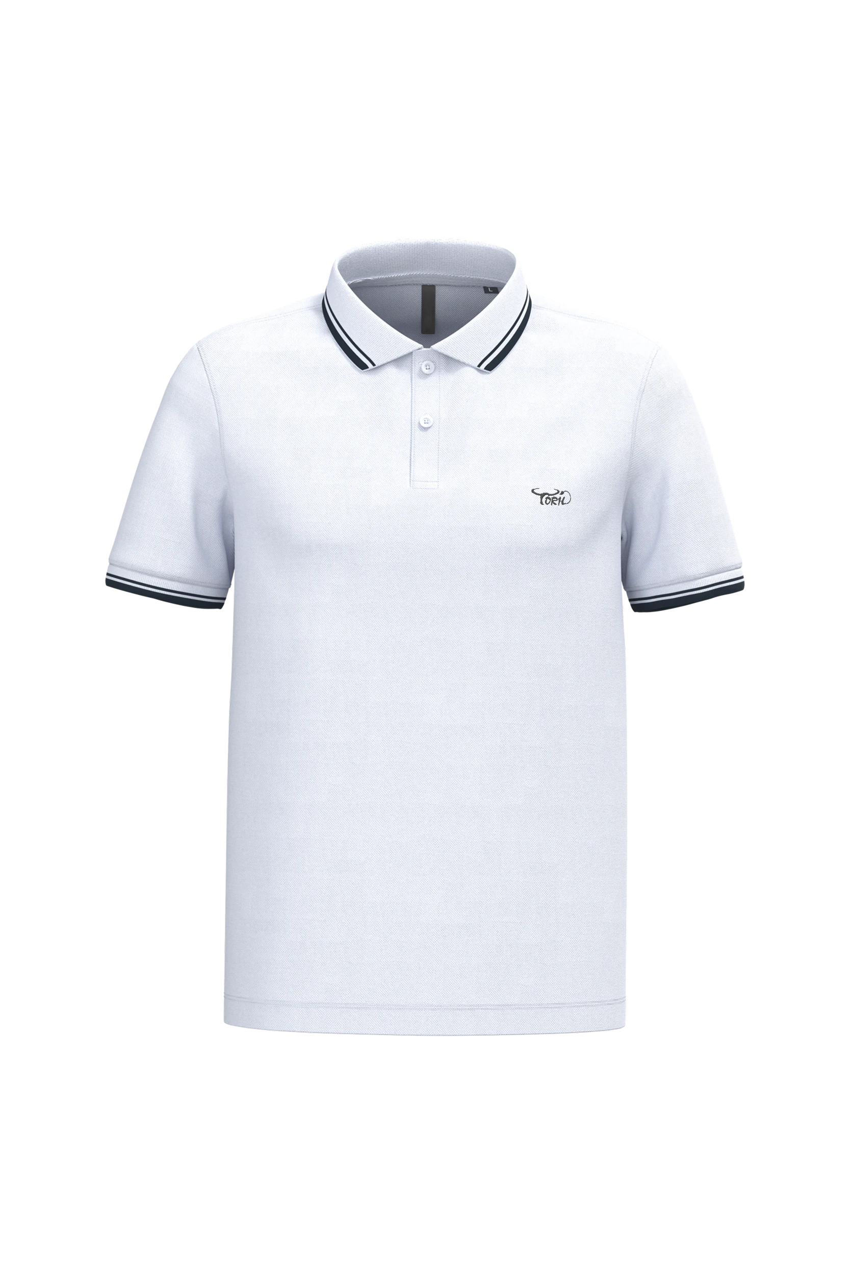 Polo manches courtes blanc à liserés noir