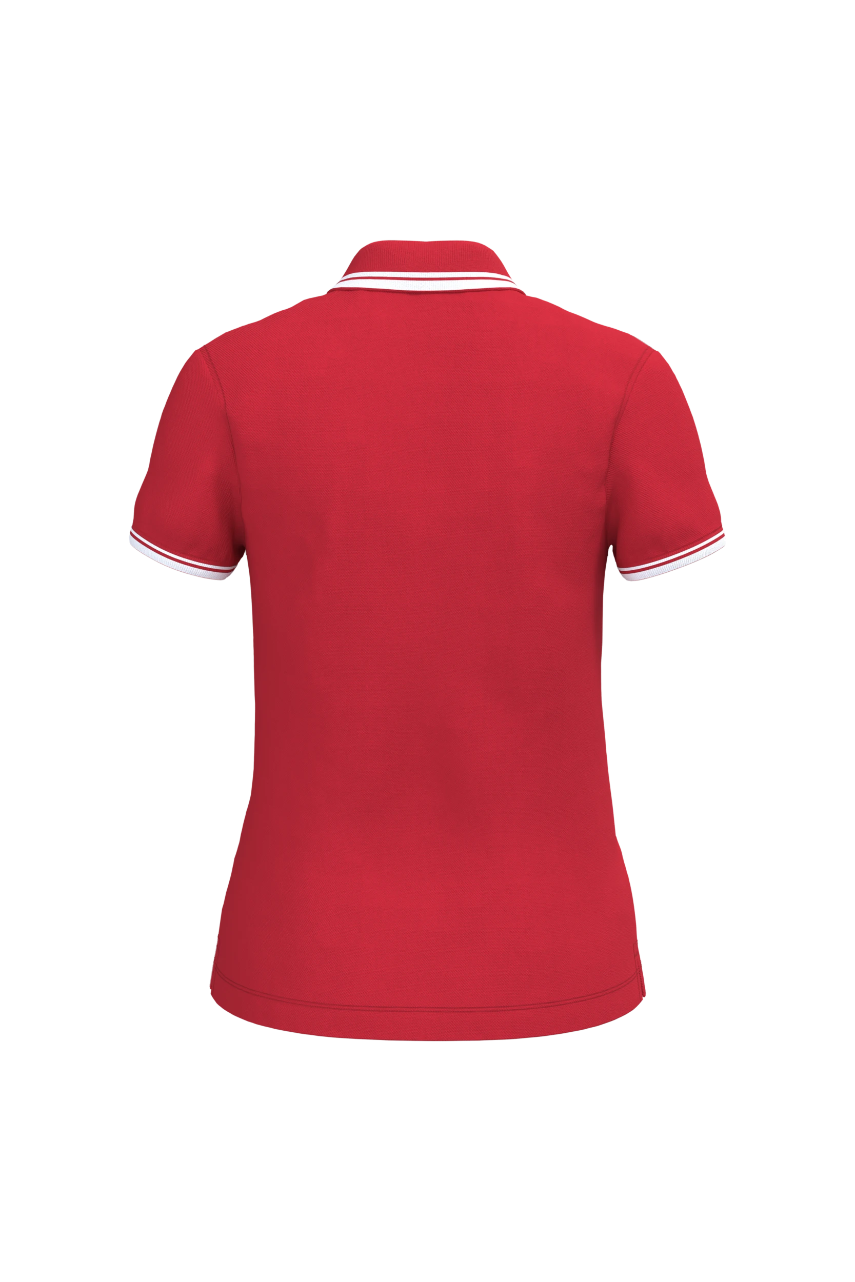 Polo manches courtes rouge à liserés blanc